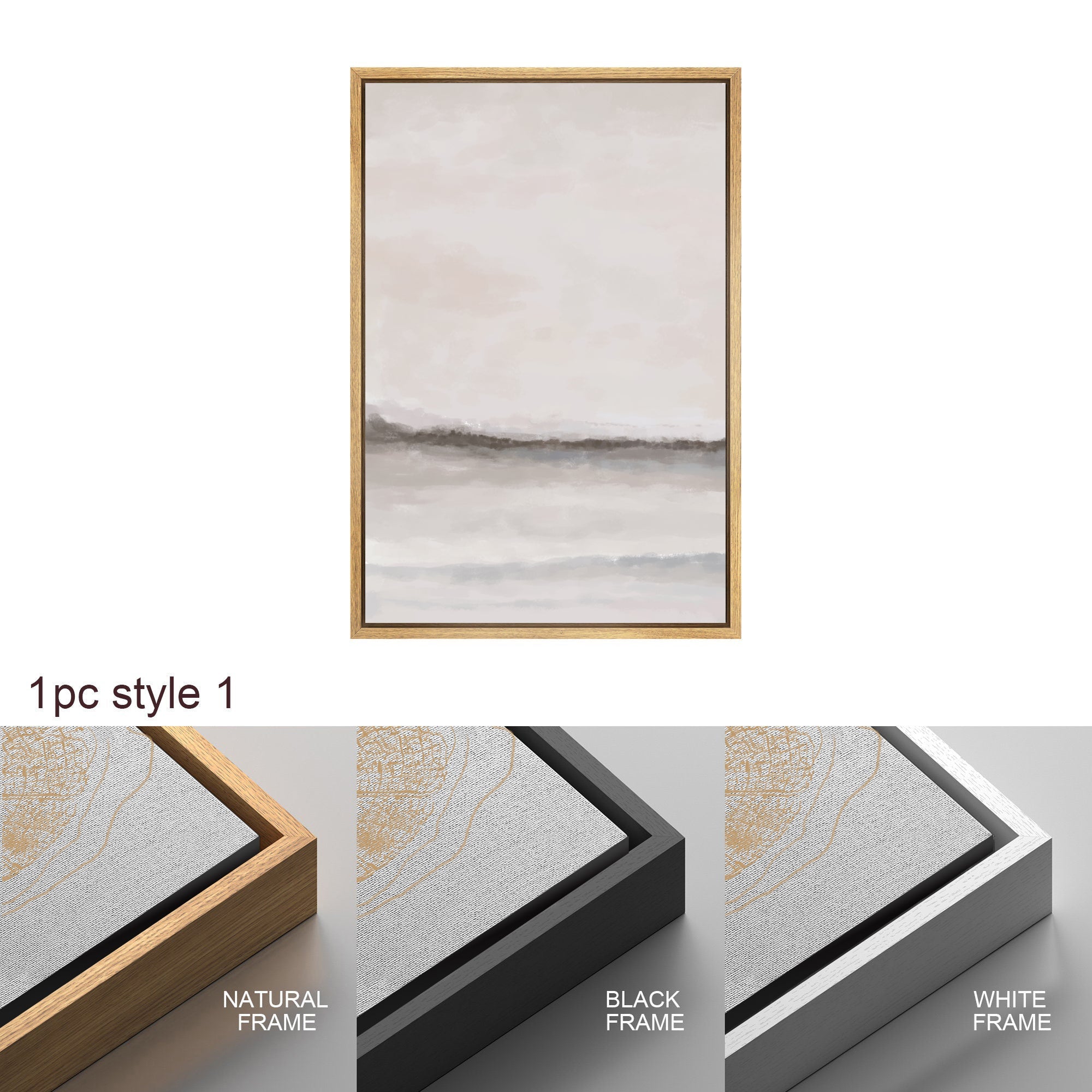 Framed Canvas Wall Art Set of 3 Brown Gray Abstract Prints Minimalist Modern Art Neutral Wall Decor