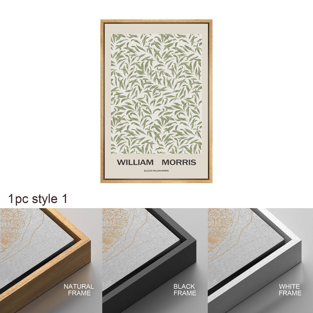 Framed Canvas Wall Art Set Green Abstract Floral Botanical Prints Minimalist Modern Wall Art Decor