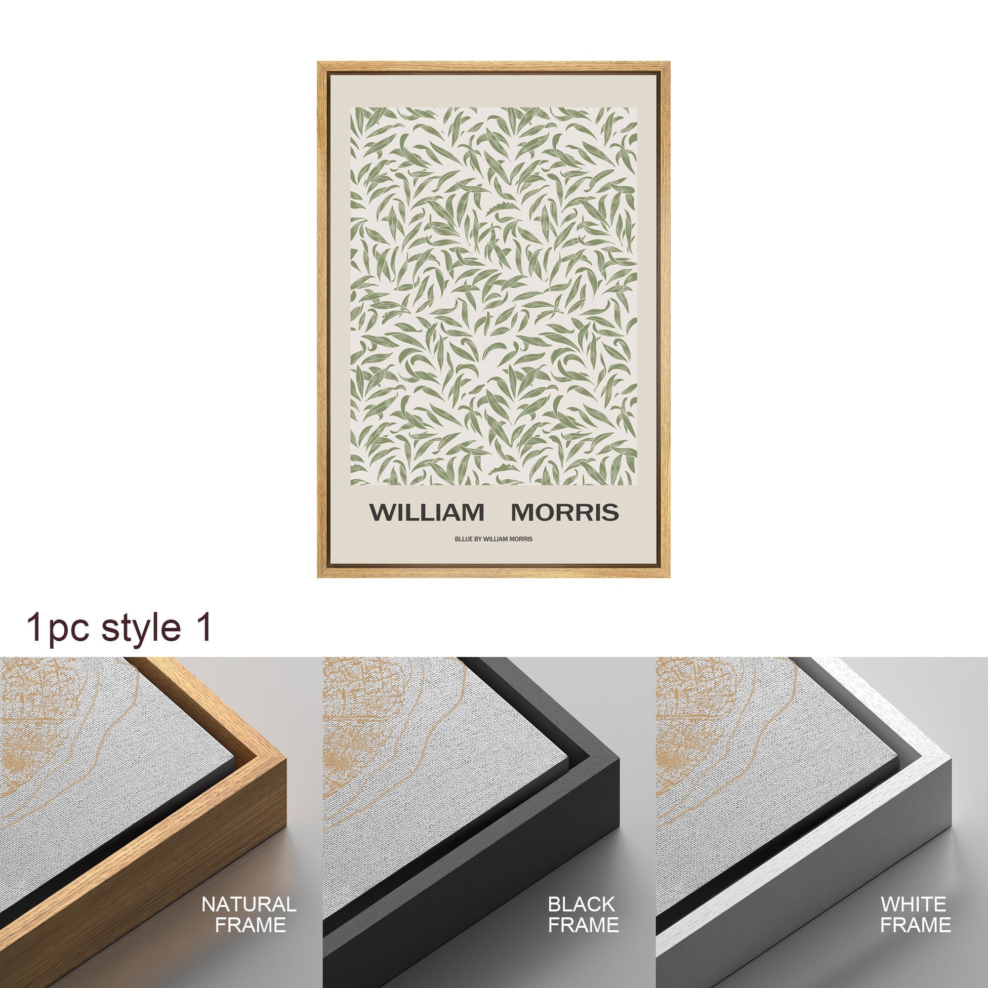 Framed Canvas Wall Art Set Green Abstract Floral Botanical Prints Minimalist Modern Wall Art Decor