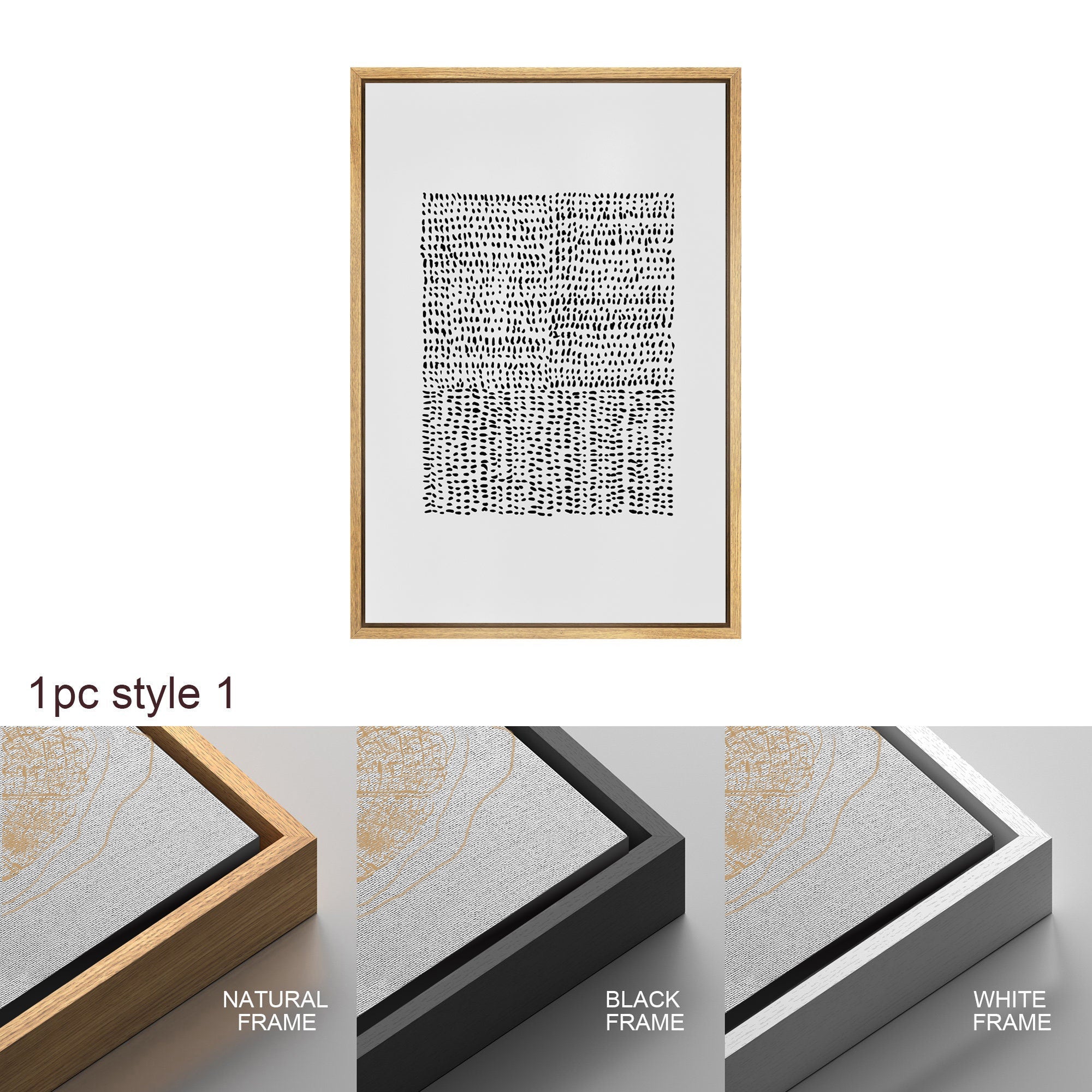 Framed Canvas Print Wall Art Set of 3 Geometric Pattern Abstract Illustrations Modern Art Minimalist Decor