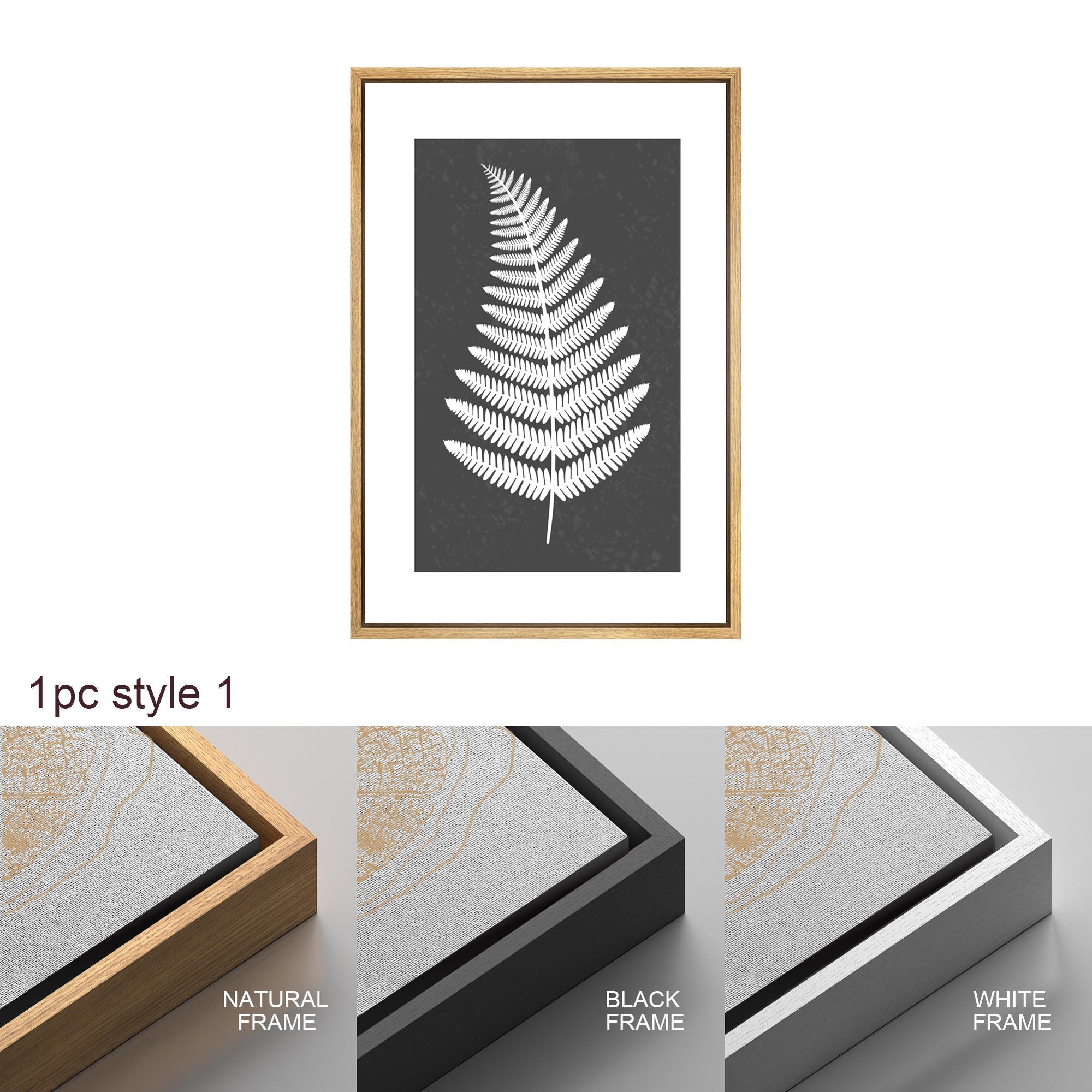 Framed Canvas Print Wall Art Set of 3 Black and White Leaves Botanical Illustrations Minimalist Art Modern Farmhouse Wall Decor