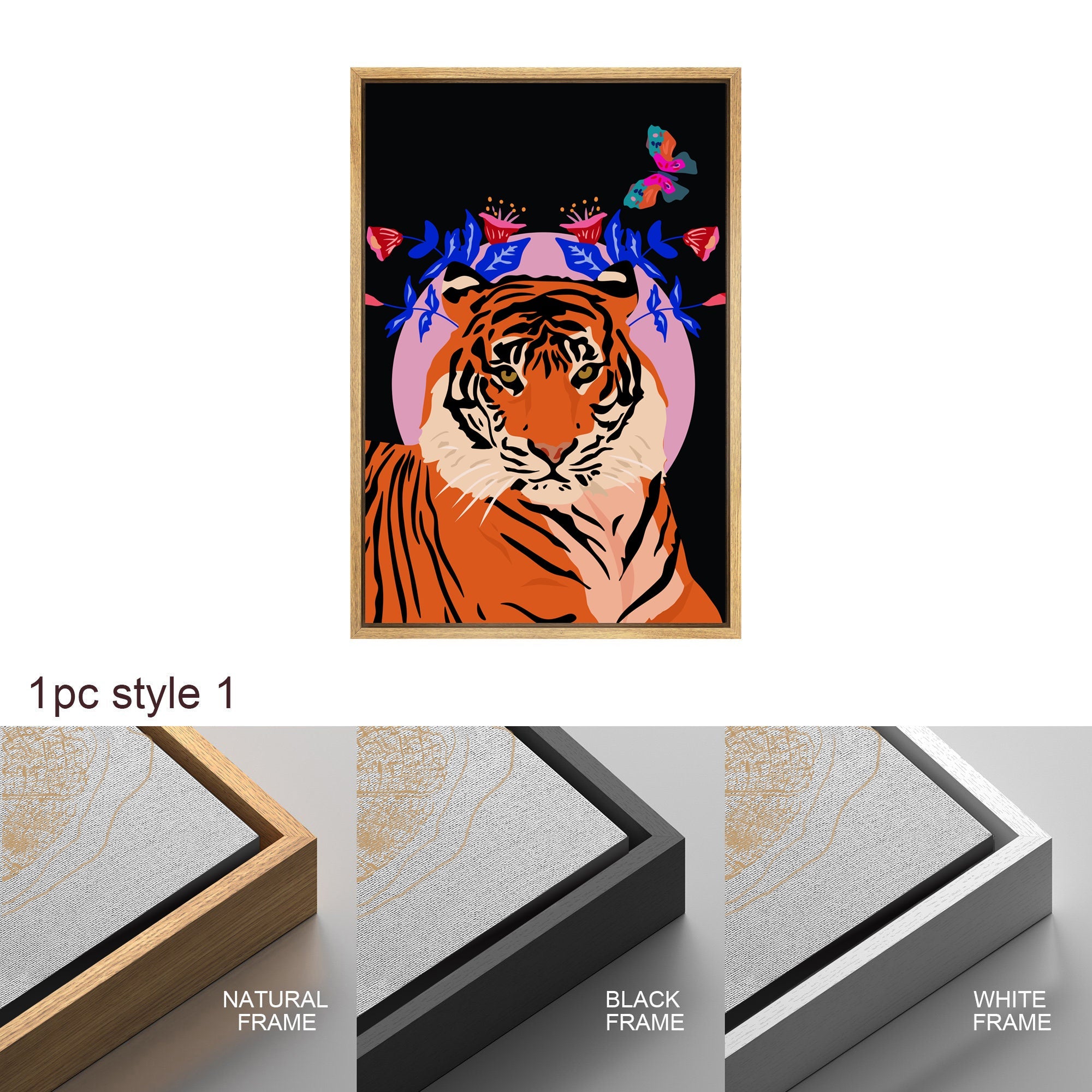 Framed Canvas Print Wall Art Set Cheetah Cats Animal Modern Boho Art Preppy Room Decor