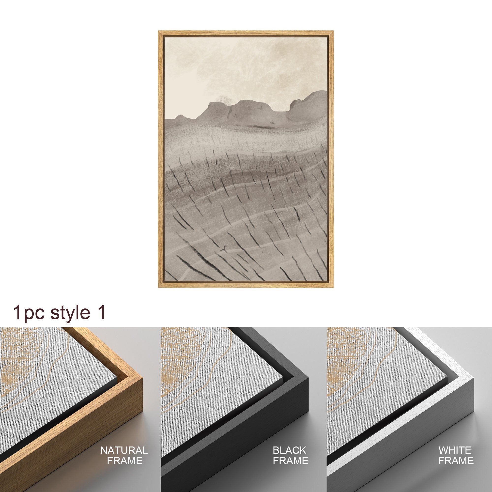 Framed Canvas Print Wall Art Set Oak Wood Tree Rings Illustrations Modern Art Neutral Boho Decor