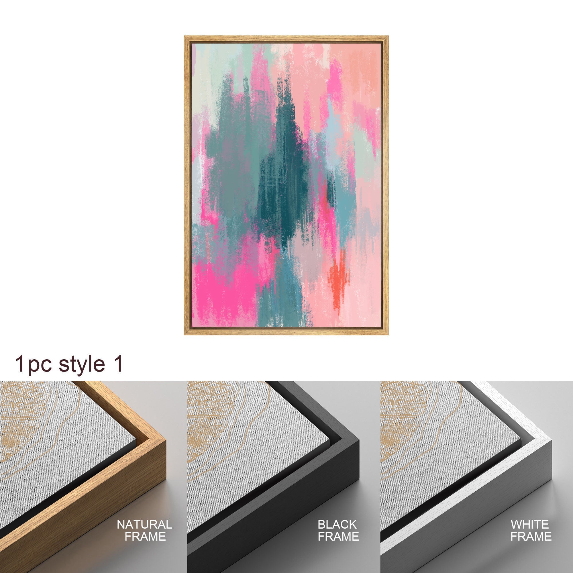 Framed Canvas Wall Art Set Colorful Abstract Prints Minimalist Modern Wall Art Preppy Room Decor