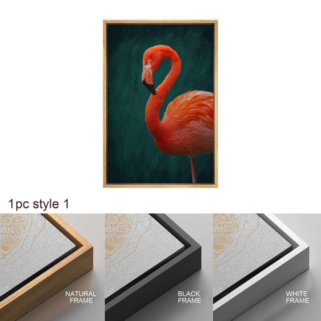 Flamingo Art Print · Pink Flamingo Poster · Large Wall Art · Botanical Print · Pink and Green Wall Art · Maximalist Decor