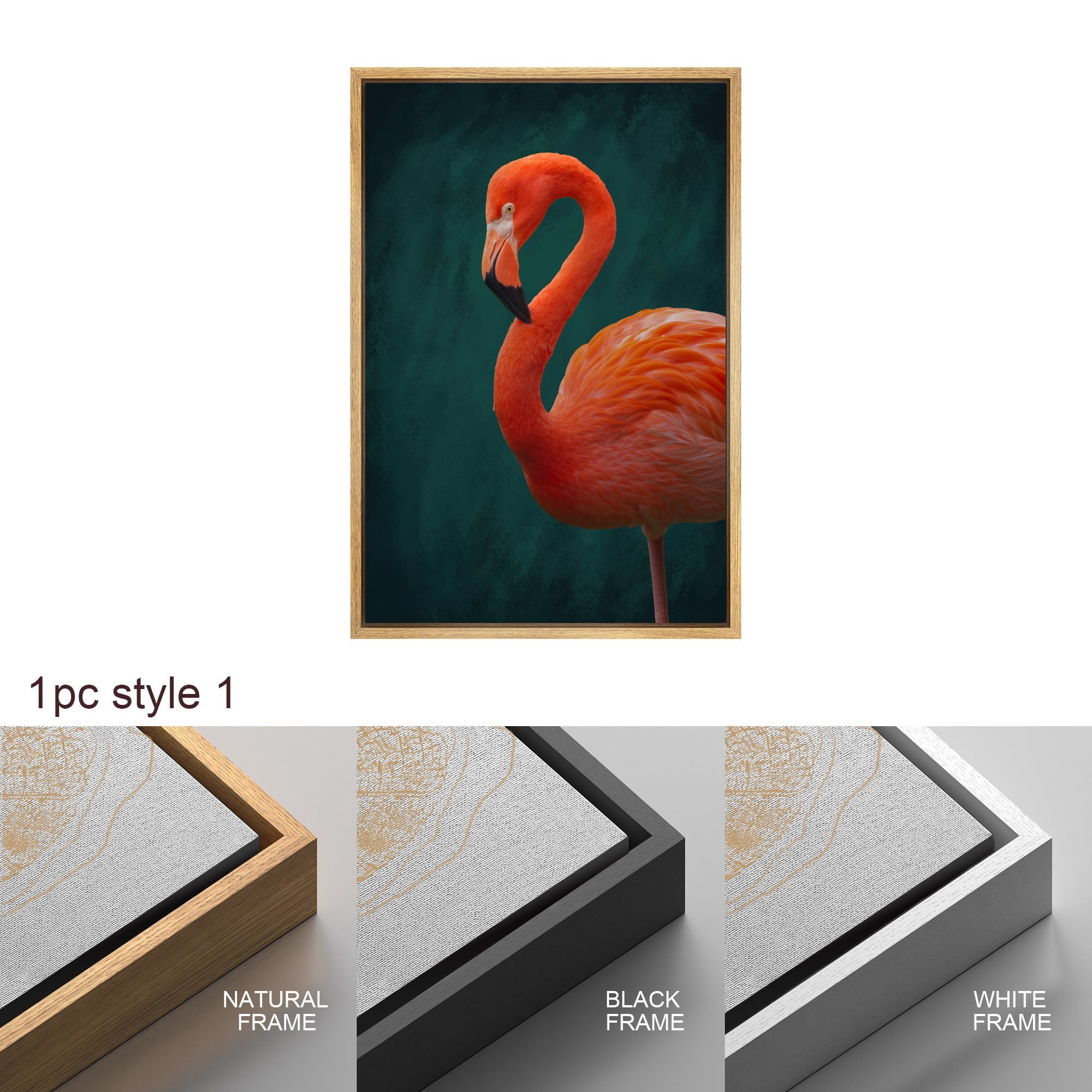 Flamingo Art Print · Pink Flamingo Poster · Large Wall Art · Botanical Print · Pink and Green Wall Art · Maximalist Decor