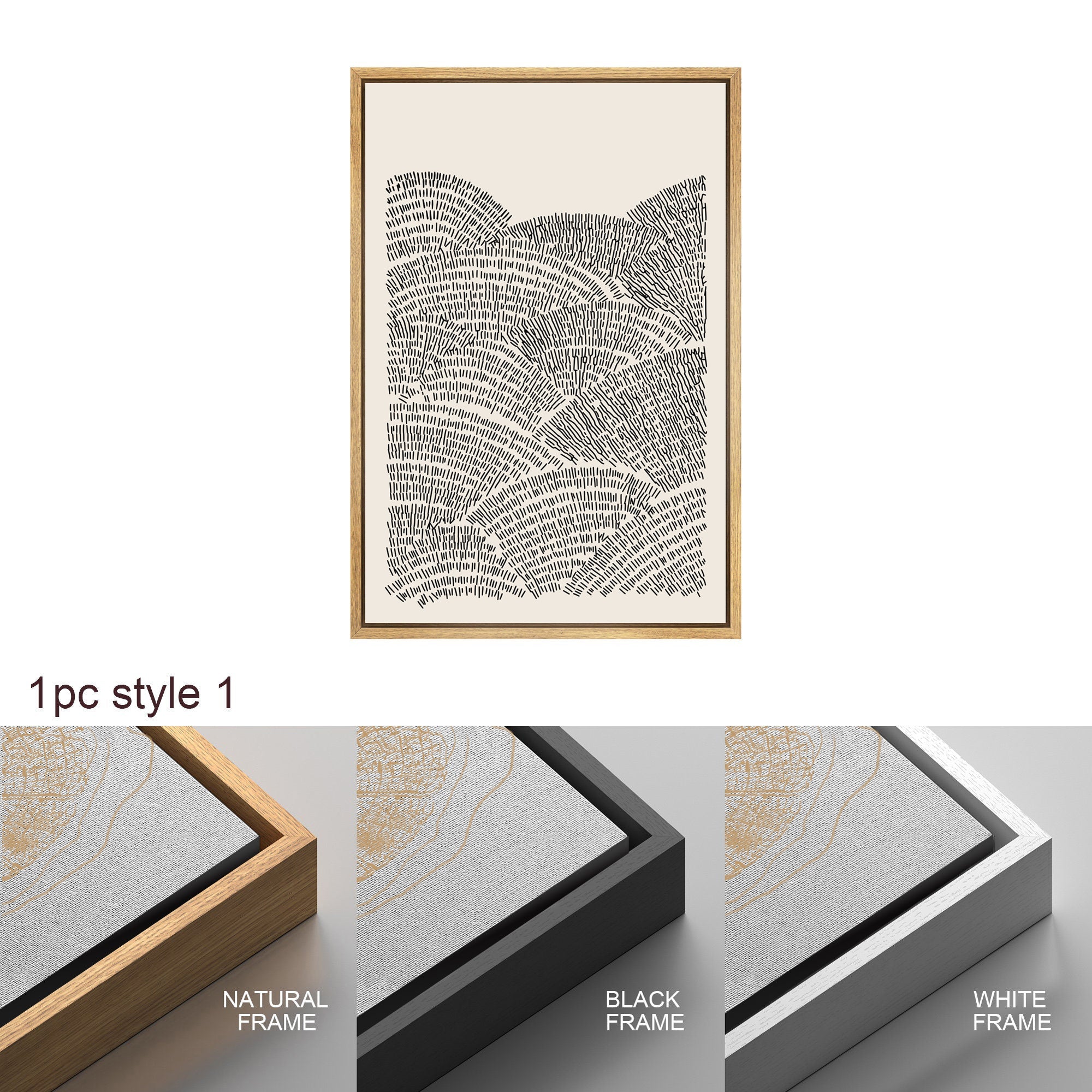 Framed Canvas Print Wall Art Set Geometric Pattern Abstract Illustration Modern Art Neutral Minimalist Decor