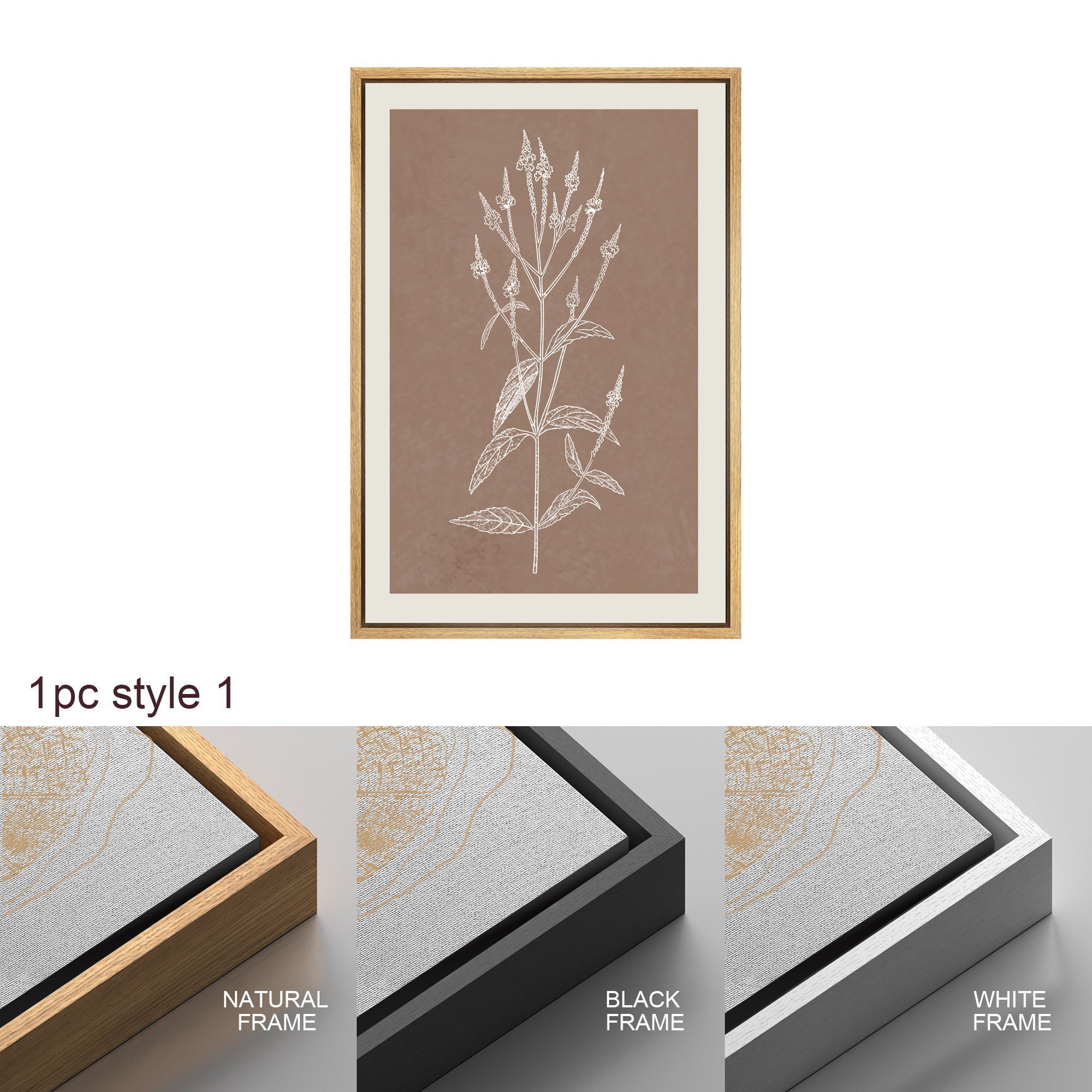 Framed Canvas Print Wall Art Set of 3 Wildflower Floral Botanical Illustrations Minimalist Art Neutral Modern Farmhouse Decor
