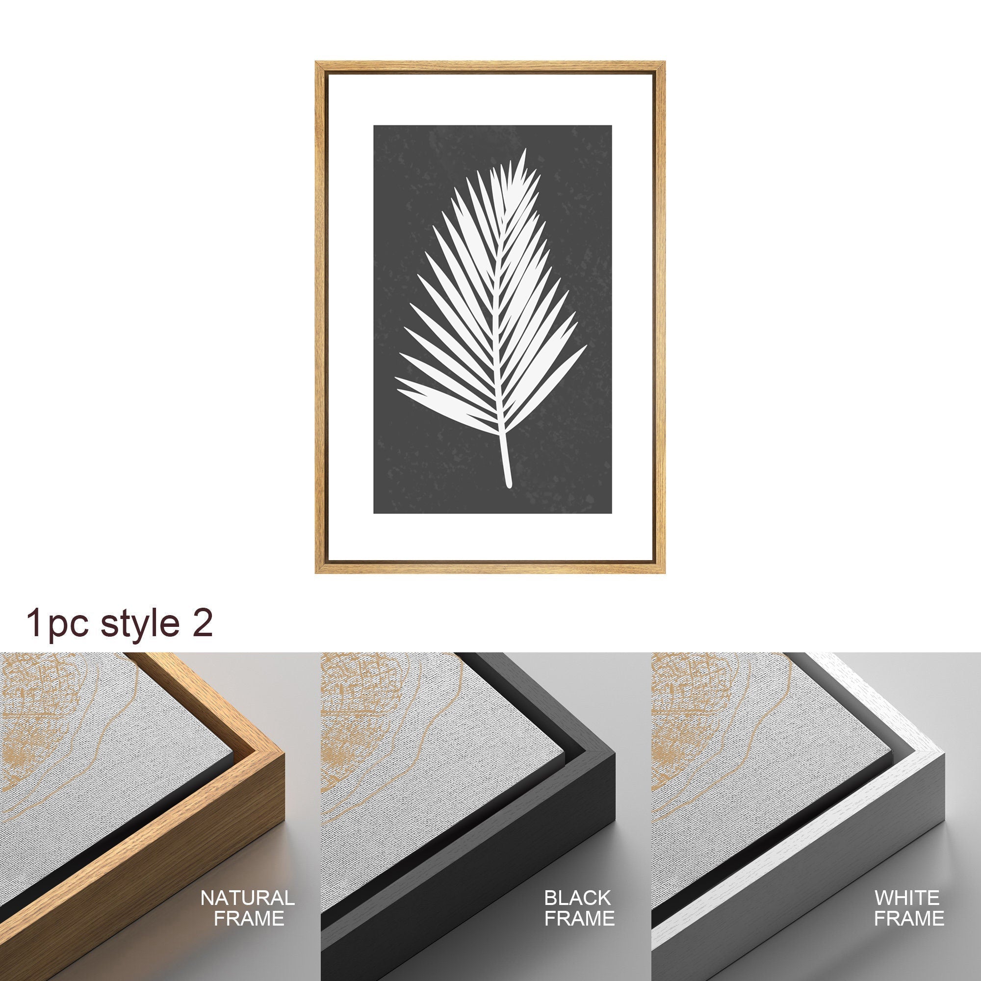 Framed Canvas Print Wall Art Set of 3 Black and White Leaves Botanical Illustrations Minimalist Art Modern Farmhouse Wall Decor