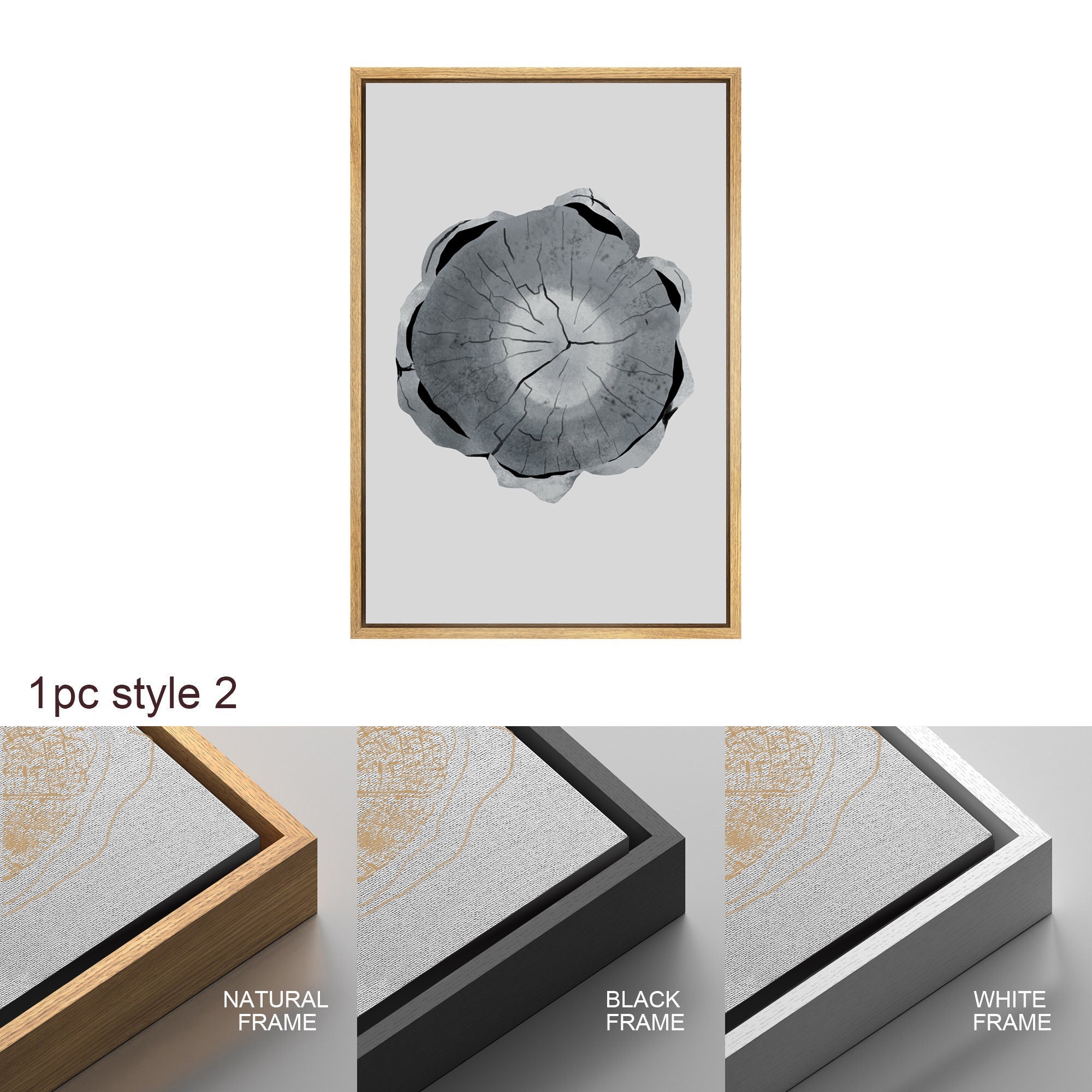 Framed Canvas Wall Art Set of 3 Wood Tree Rings Illustrations Prints Minimalist Modern Wall Art Neutral Decor