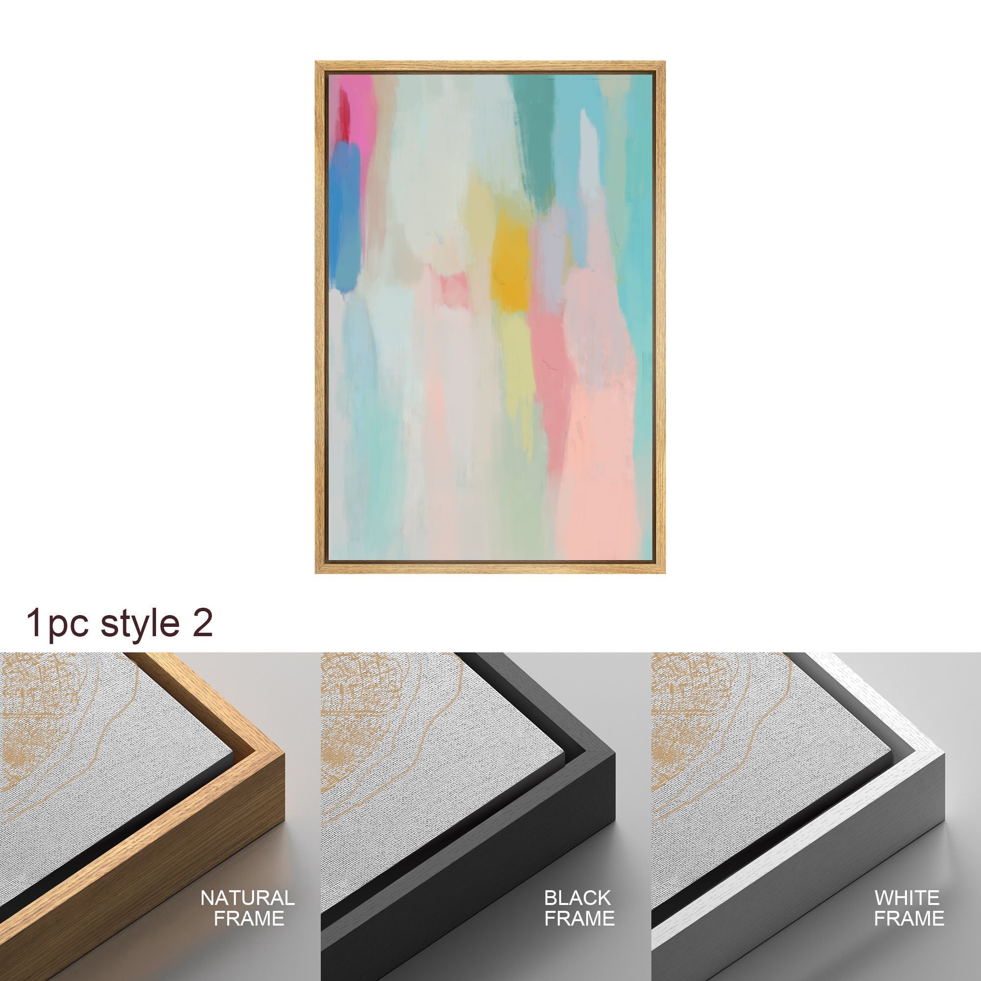 Framed Canvas Wall Art Set Colorful Abstract Prints Minimalist Modern Wall Art Preppy Room Decor