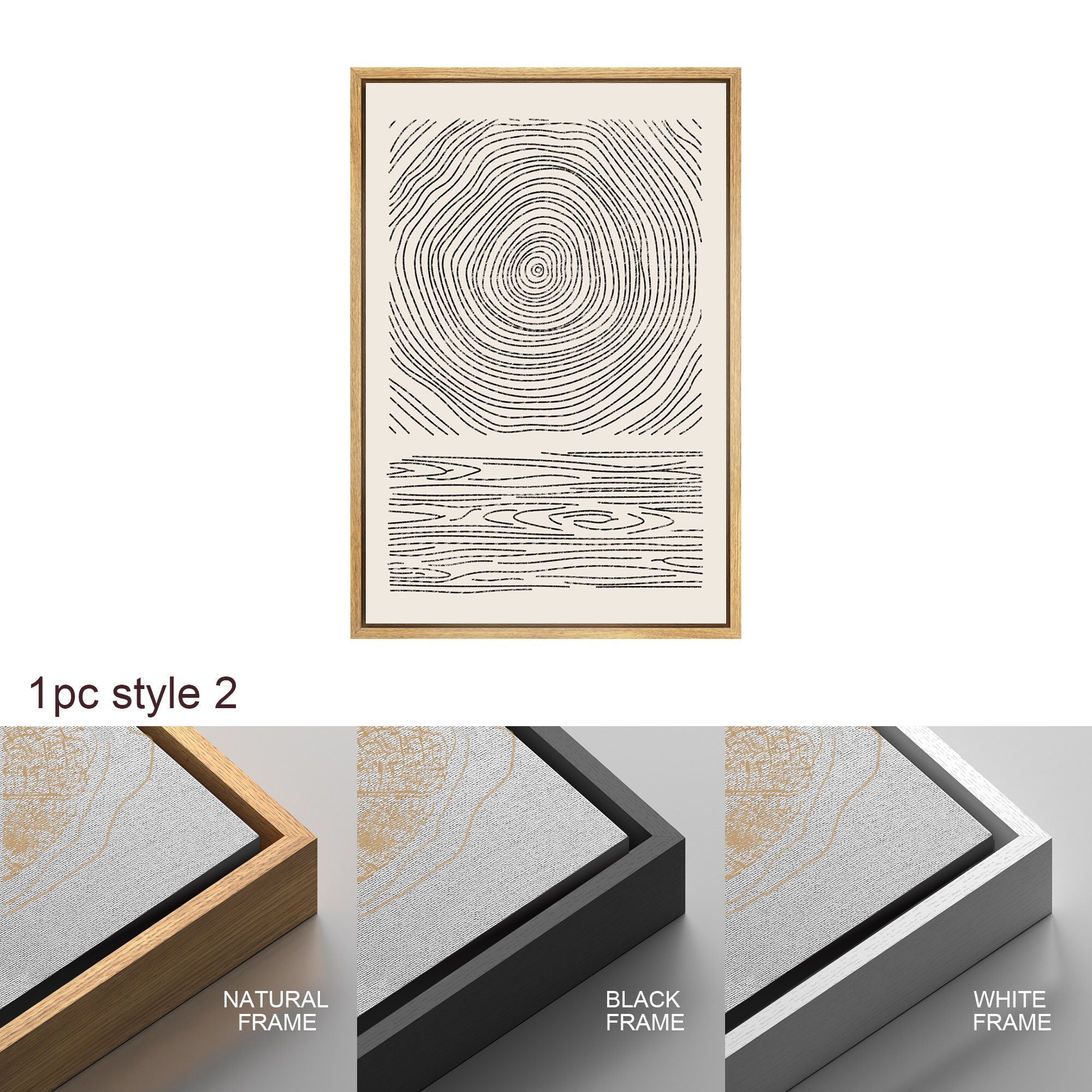 Framed Canvas Print Wall Art Set Geometric Pattern Abstract Illustration Modern Art Neutral Minimalist Decor
