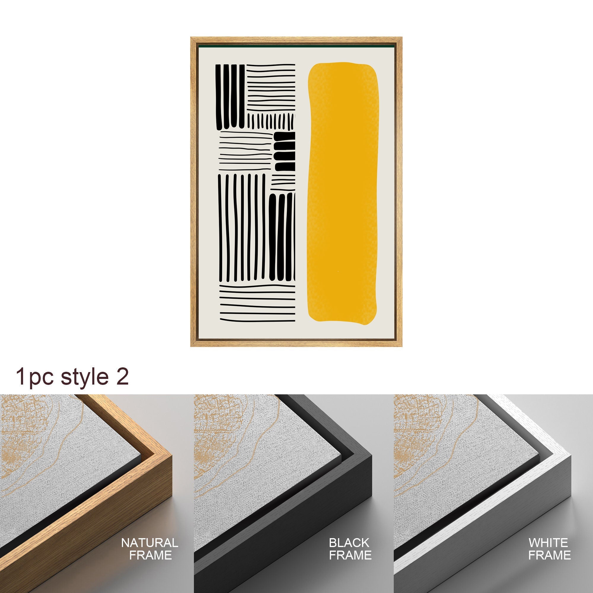 Framed Canvas Print Wall Art Set Color Blocks Abstract Shapes Illustrations Mid Century Modern Wall Art Boho Decor