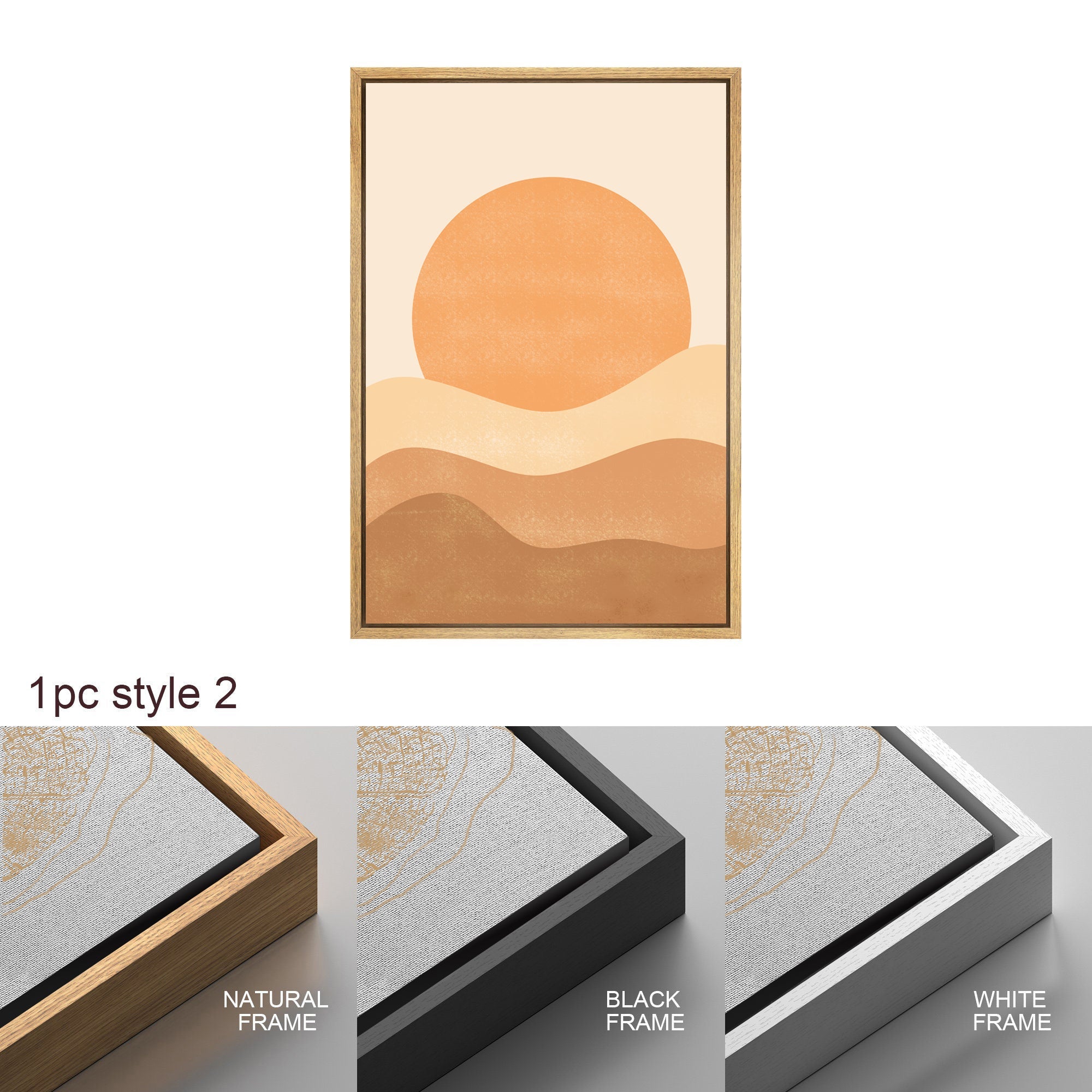Framed Canvas Print Wall Art Set of 3 Geometric Arch Desert Plants Abstract Illustration Mid Century Modern Art Boho Decor