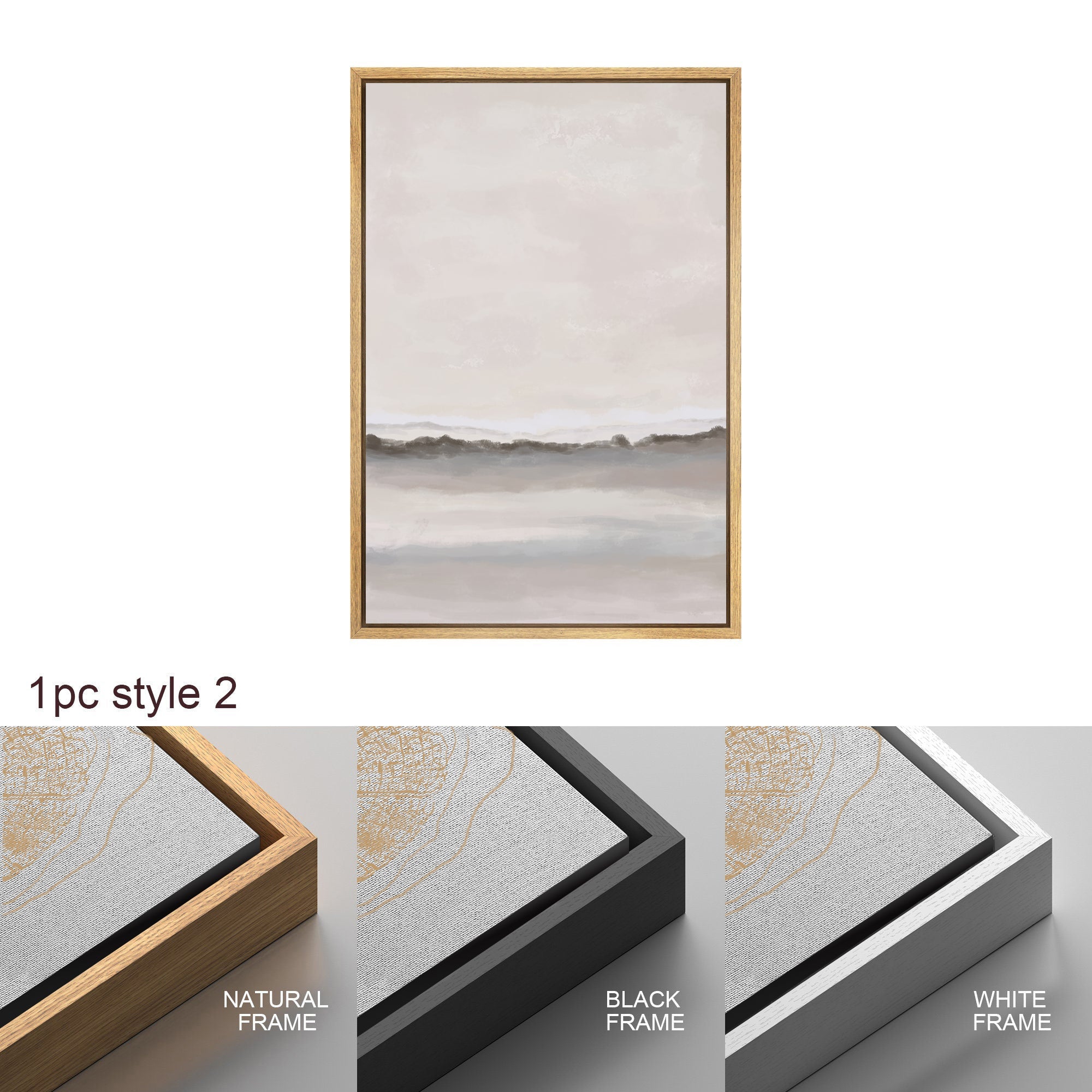 Framed Canvas Wall Art Set of 3 Brown Gray Abstract Prints Minimalist Modern Art Neutral Wall Decor