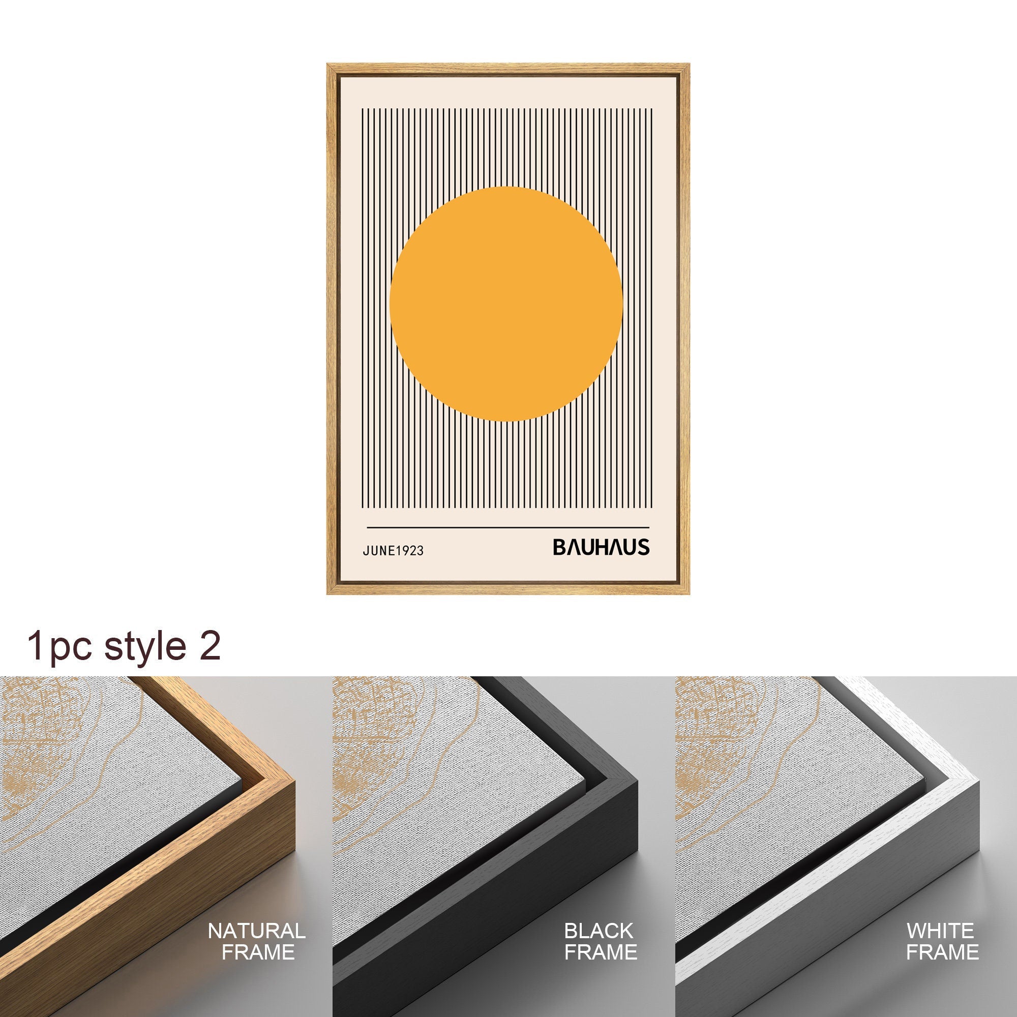 Framed Canvas Print Wall Art Set of 2 Bauhaus Abstract Shapes Illustrations Mid Century Modern Wall Art Minimalist Decor