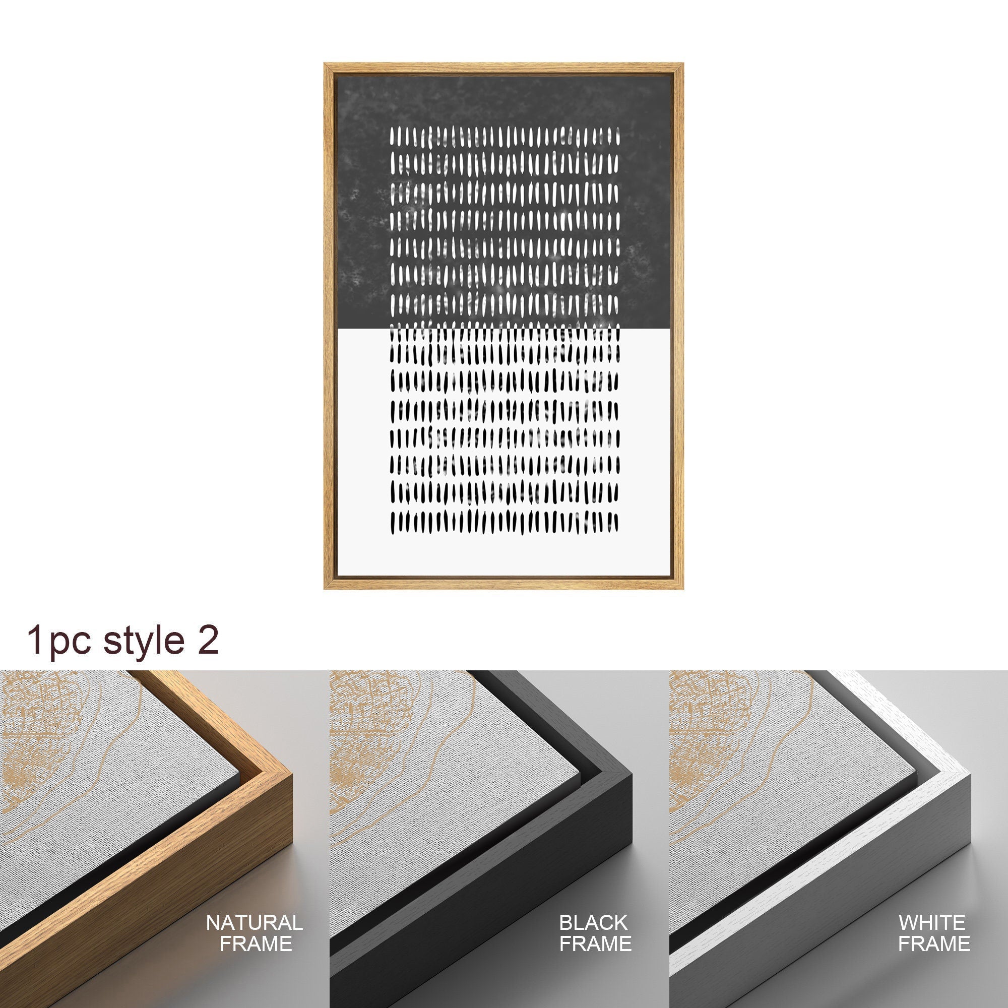 Framed Canvas Print Wall Art Set of 3 Geometric Pattern Abstract Illustrations Modern Art Minimalist Decor