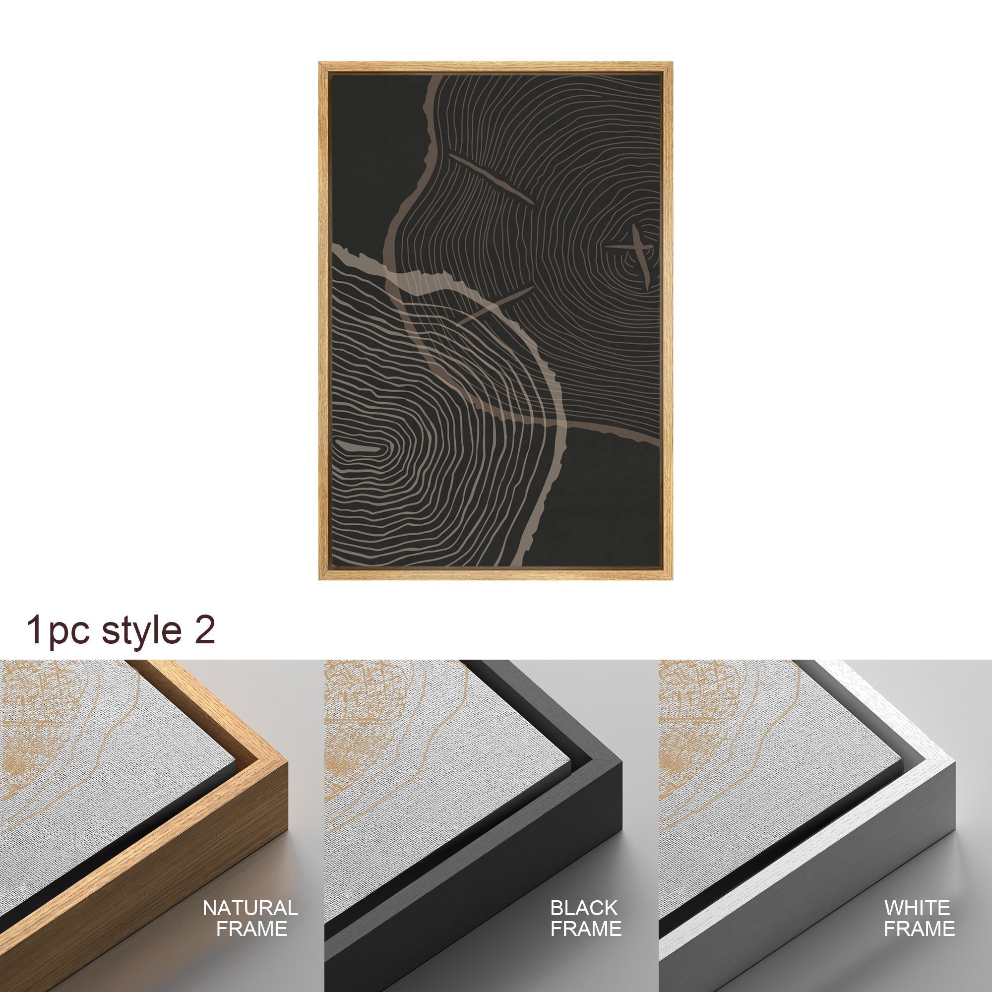 Framed Canvas Print Wall Art Set of 3 Pastel Grunge Wood Tree Rings Abstract Illustrations Minimalist Modern Art Boho Decor