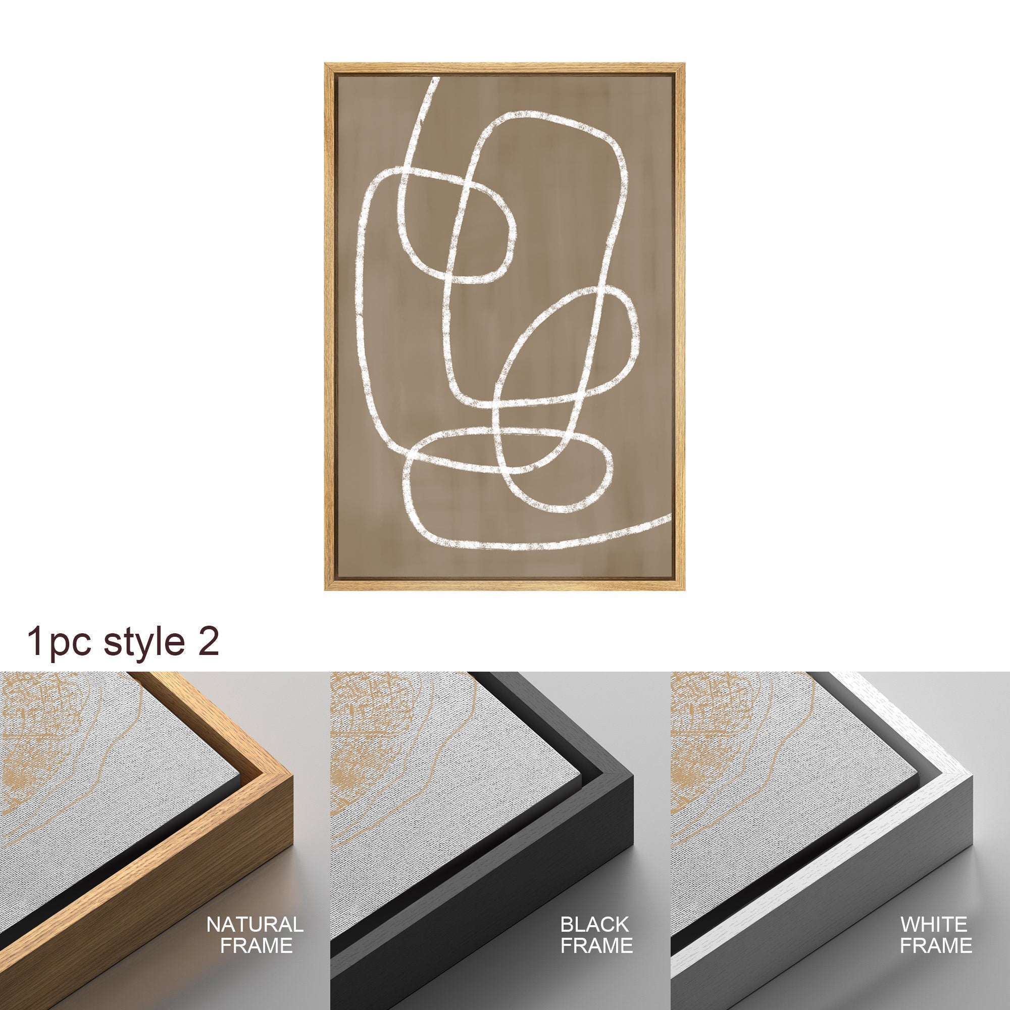 Framed Canvas Print Wall Art Set of 2 Spiral Collage Abstract Line Illustrations Mid Century Modern Art Minimalist Boho Decor