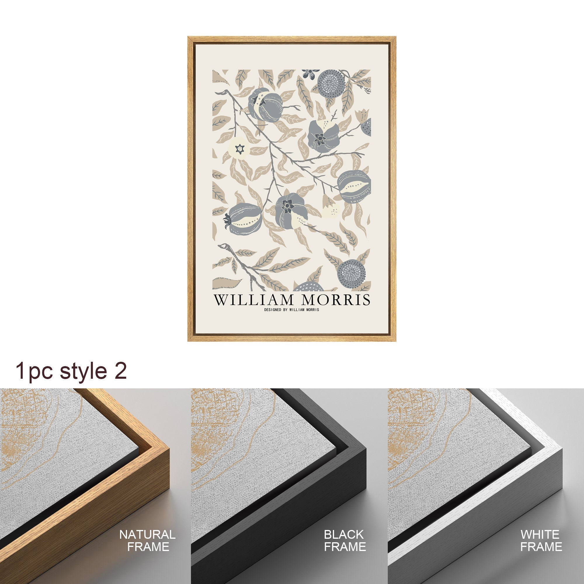 Framed Canvas Print Wall Art Set Flowers by William Morris Floral Botanical Modern Art Vintage Farmhouse Decor