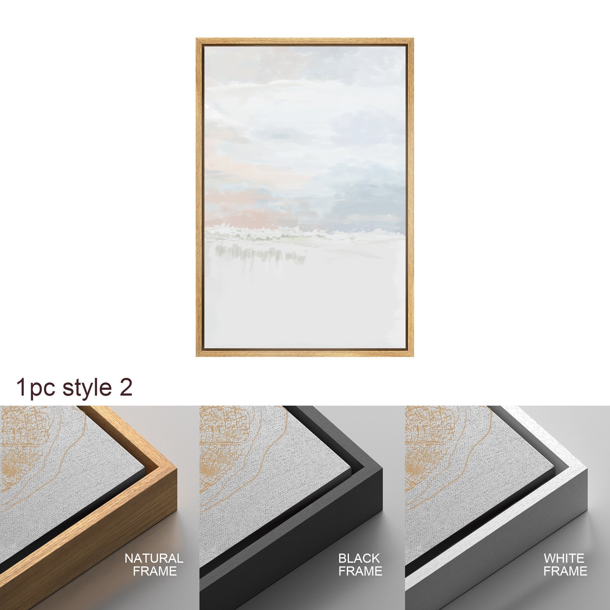Framed Canvas Print Wall Art Set of 2 Tan Gray Pastel Abstract Illustration Modern Art Minimalist Decor