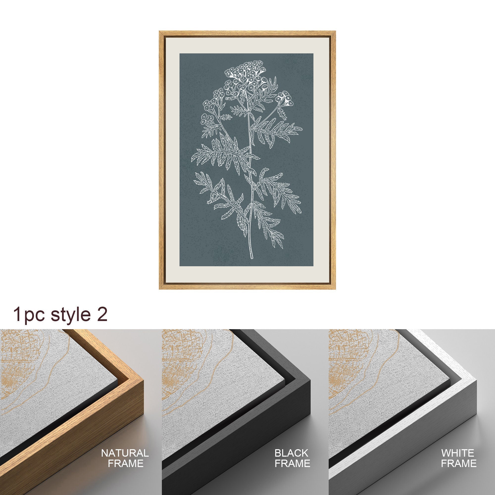 Framed Canvas Print Wall Art Set of 3 Wildflower Floral Botanical Illustrations Minimalist Art Neutral Modern Farmhouse Decor