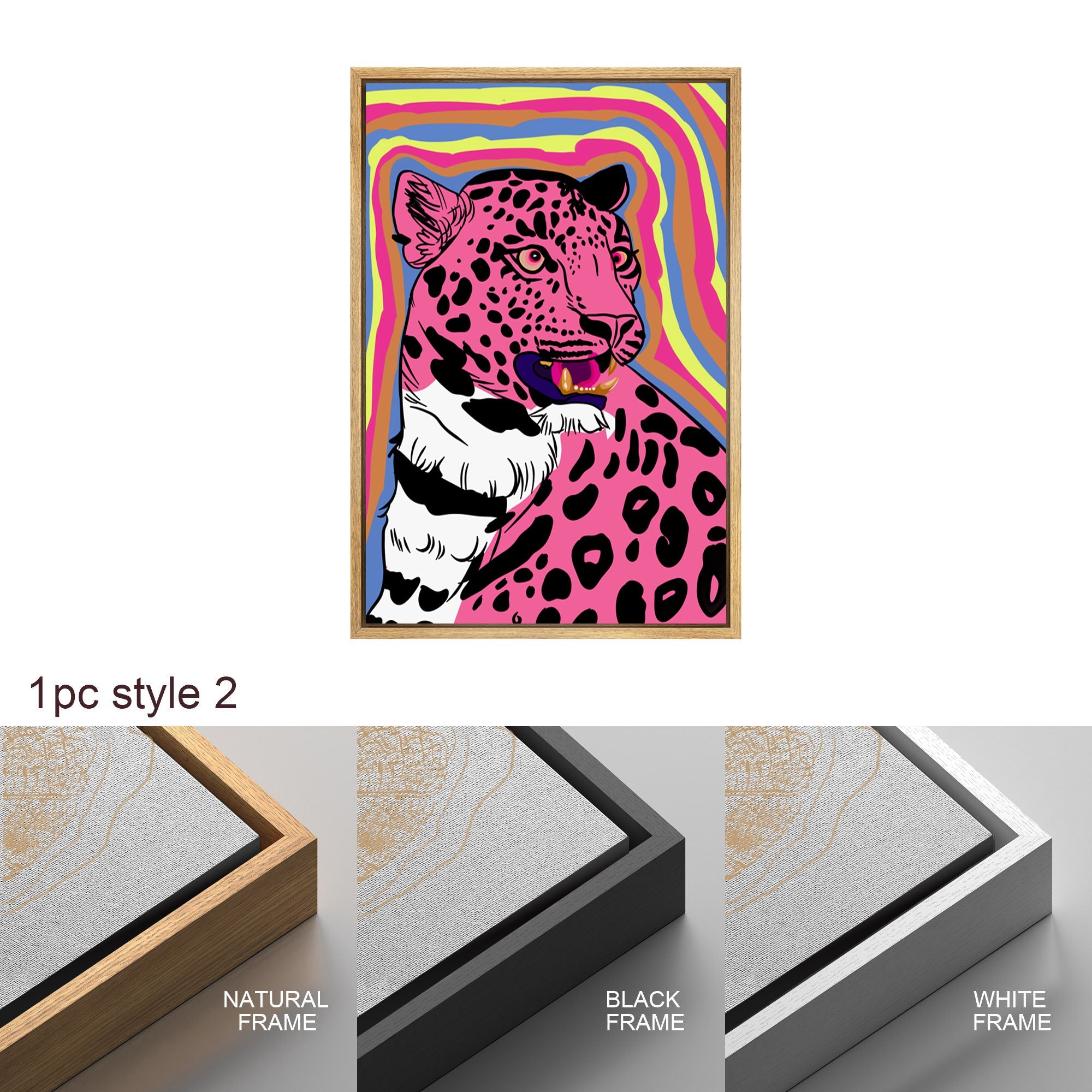 Framed Canvas Print Wall Art Set Cheetah Cats Animal Modern Boho Art Preppy Room Decor