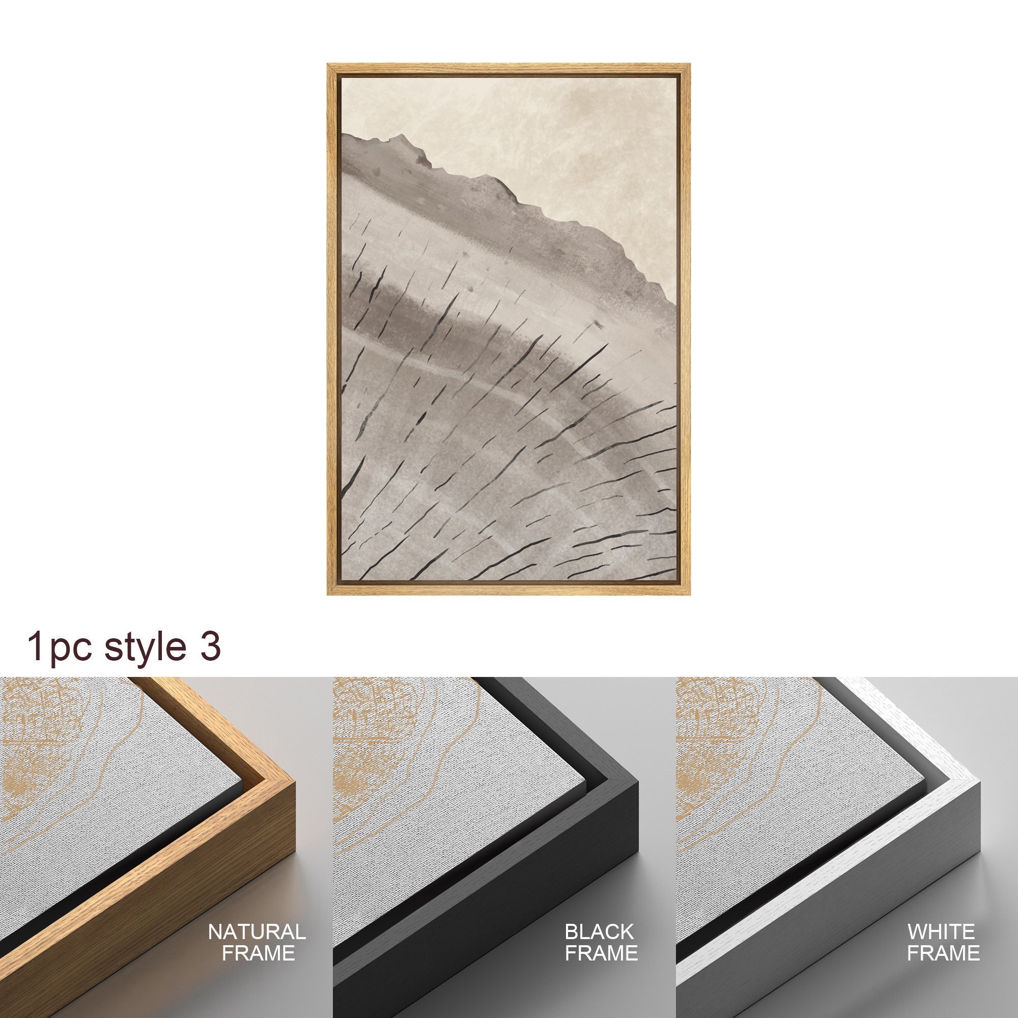 Framed Canvas Print Wall Art Set Oak Wood Tree Rings Illustrations Modern Art Neutral Boho Decor