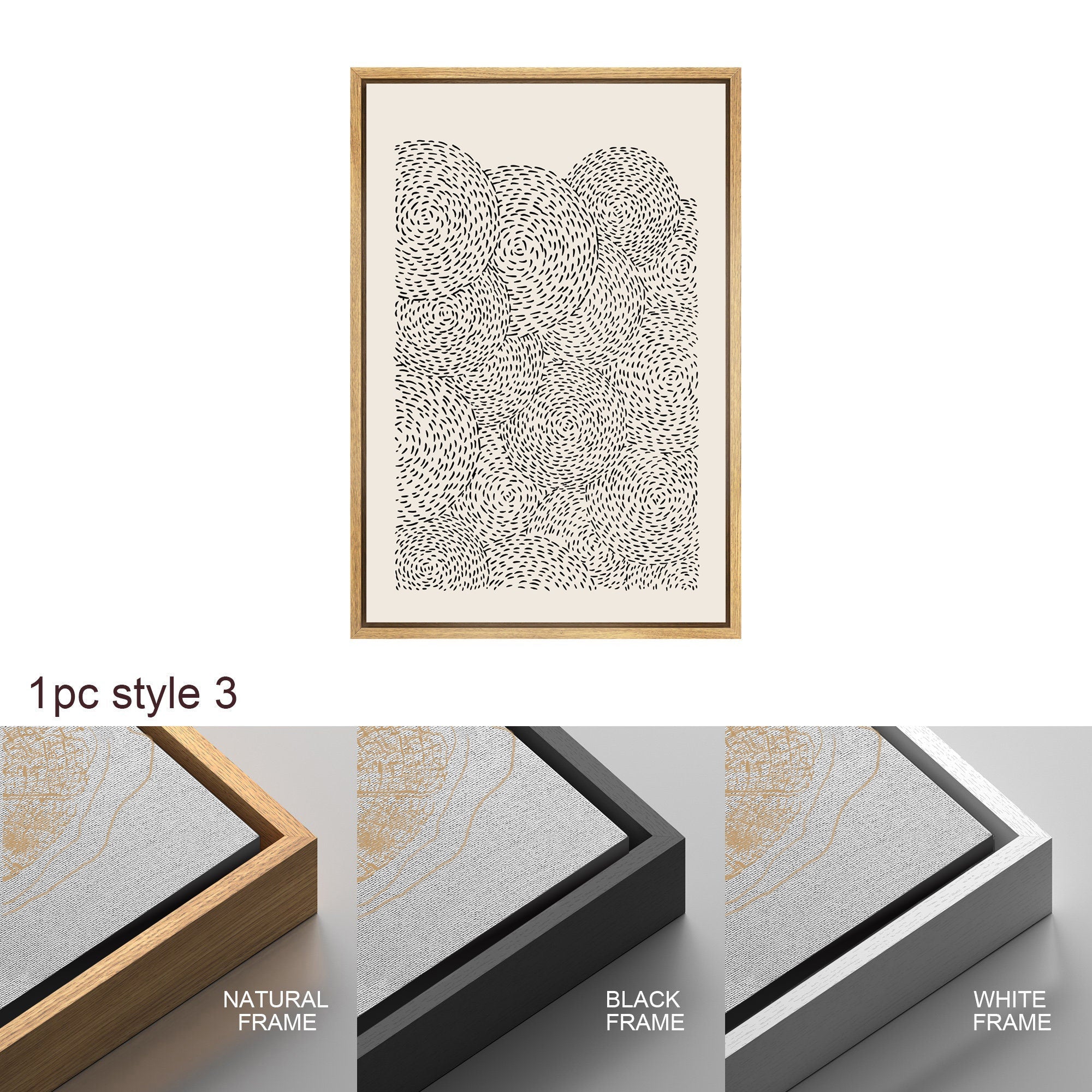Framed Canvas Print Wall Art Set Geometric Pattern Abstract Illustration Modern Art Neutral Minimalist Decor