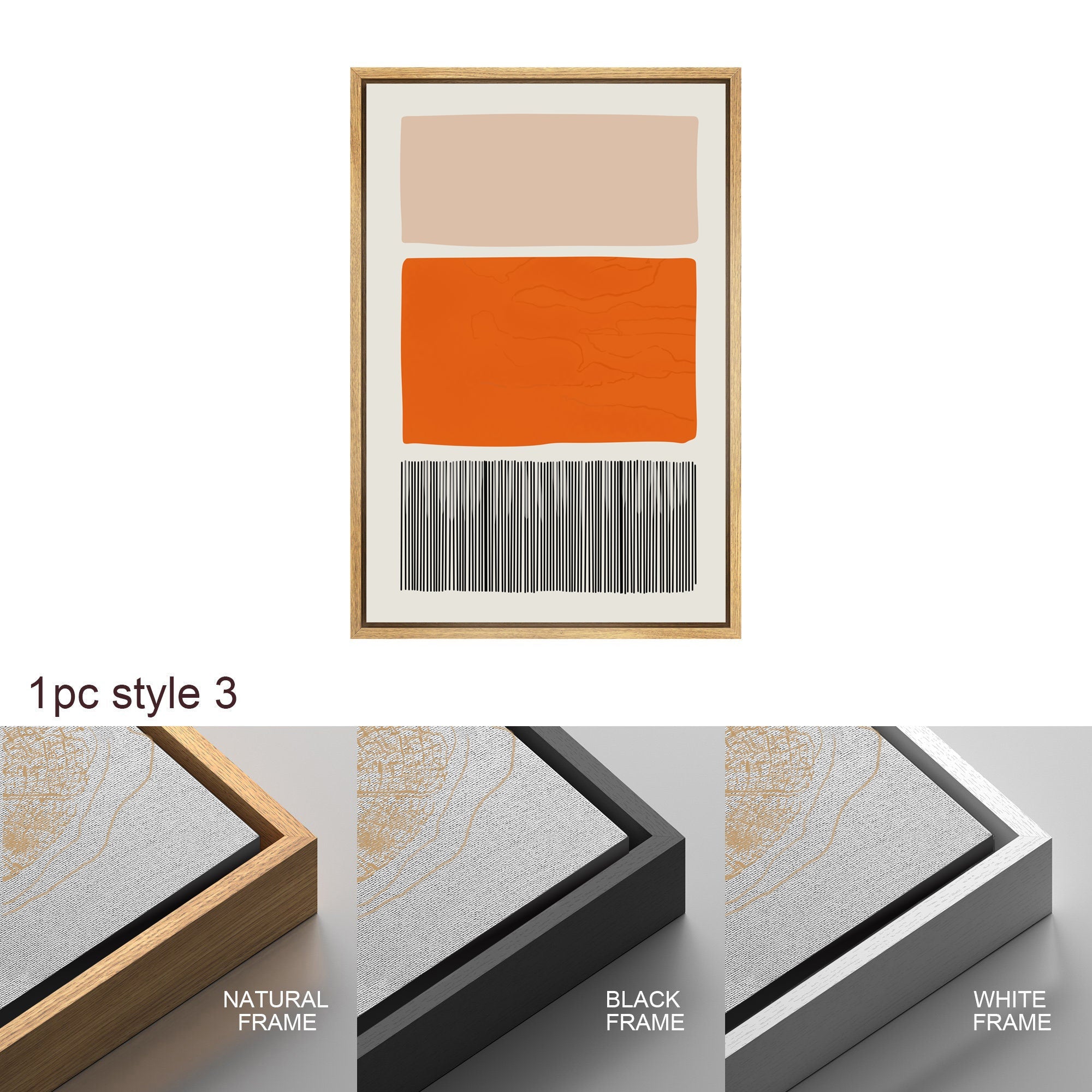 Framed Canvas Print Wall Art Set Color Blocks Abstract Shapes Illustrations Mid Century Modern Wall Art Boho Decor
