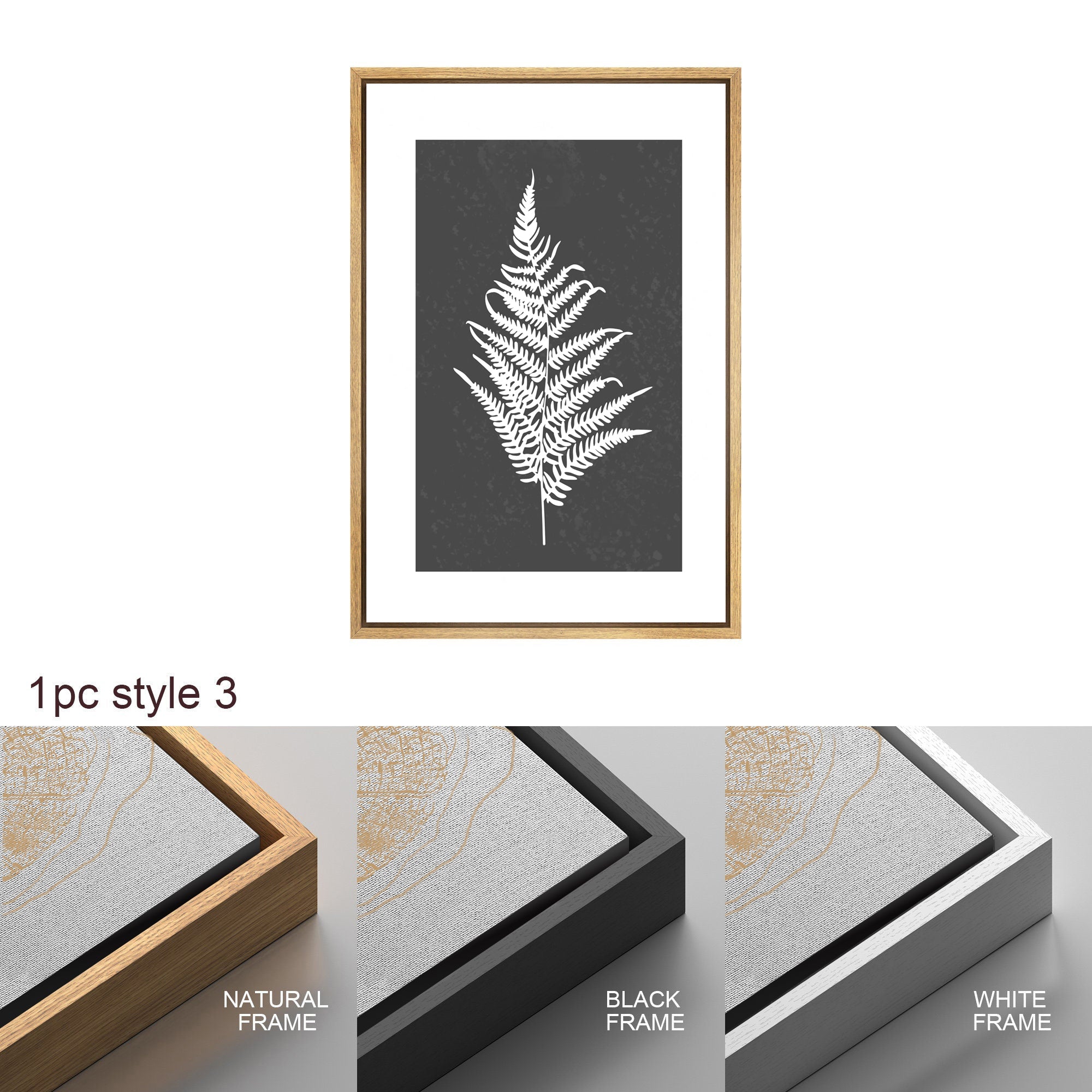 Framed Canvas Print Wall Art Set of 3 Black and White Leaves Botanical Illustrations Minimalist Art Modern Farmhouse Wall Decor