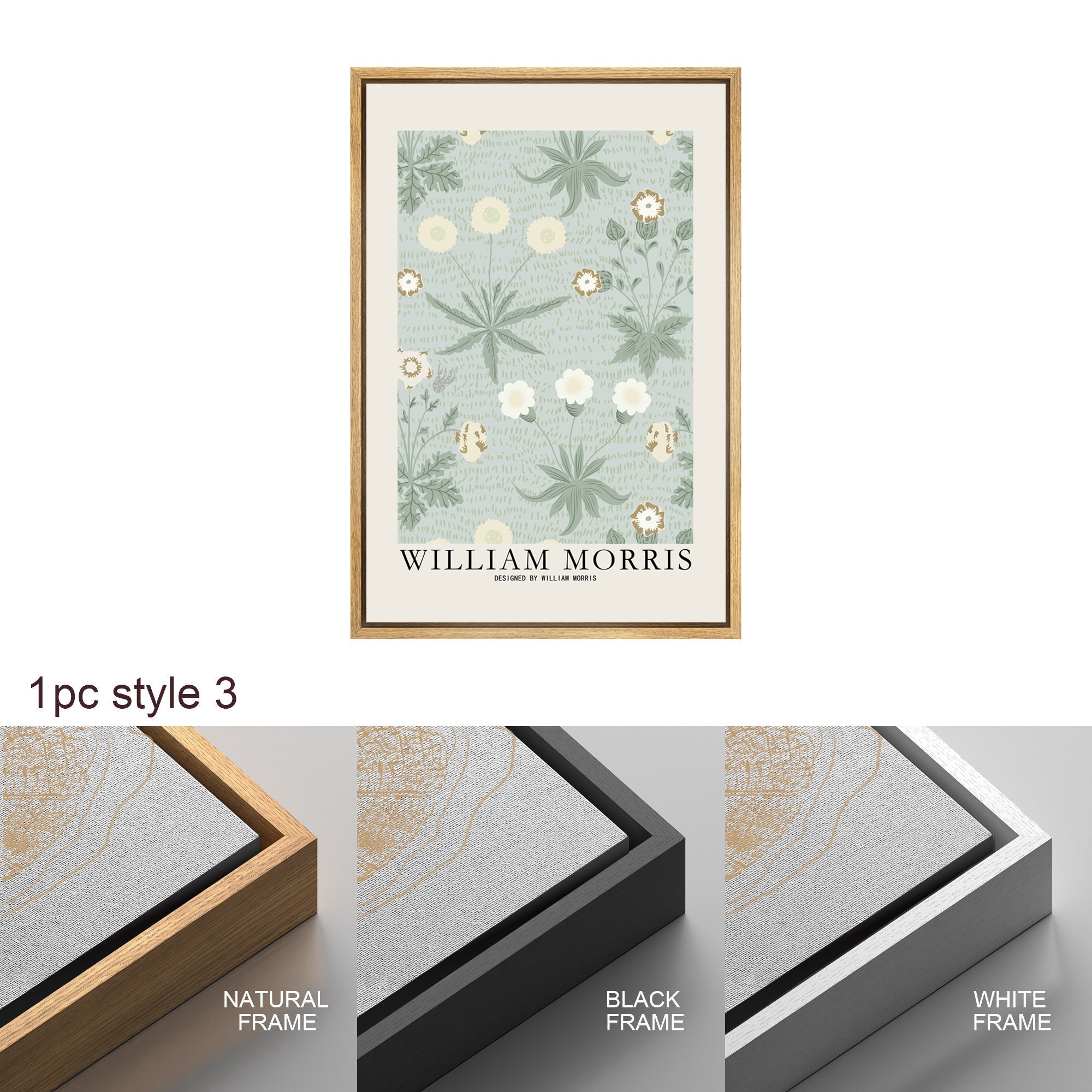 Framed Canvas Print Wall Art Set Flowers by William Morris Floral Botanical Modern Art Vintage Farmhouse Decor