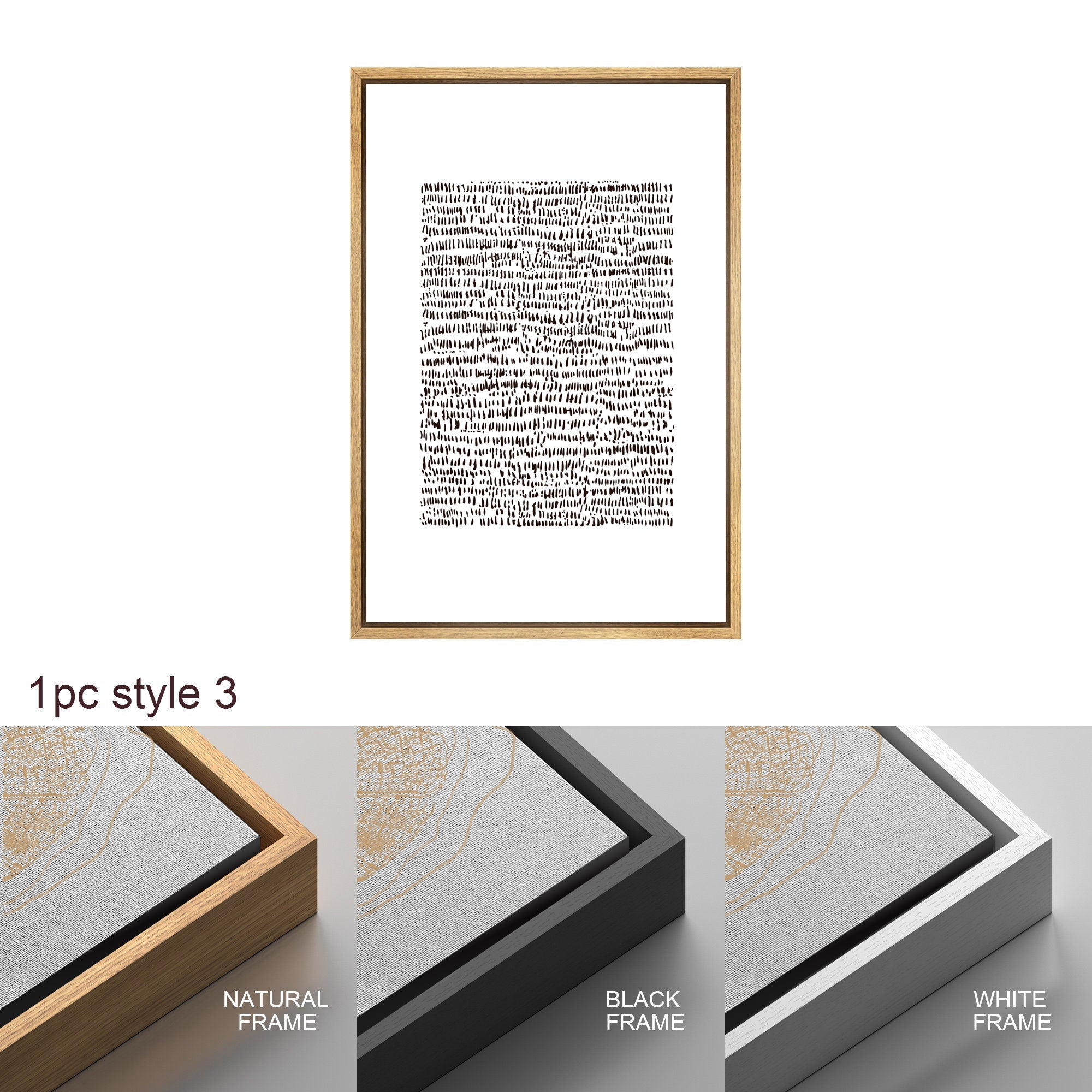 Framed Canvas Print Wall Art Set of 3 Geometric Pattern Abstract Illustrations Modern Art Minimalist Decor
