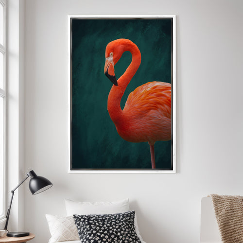 Flamingo Art Print · Pink Flamingo Poster · Large Wall Art · Botanical Print · Pink and Green Wall Art · Maximalist Decor