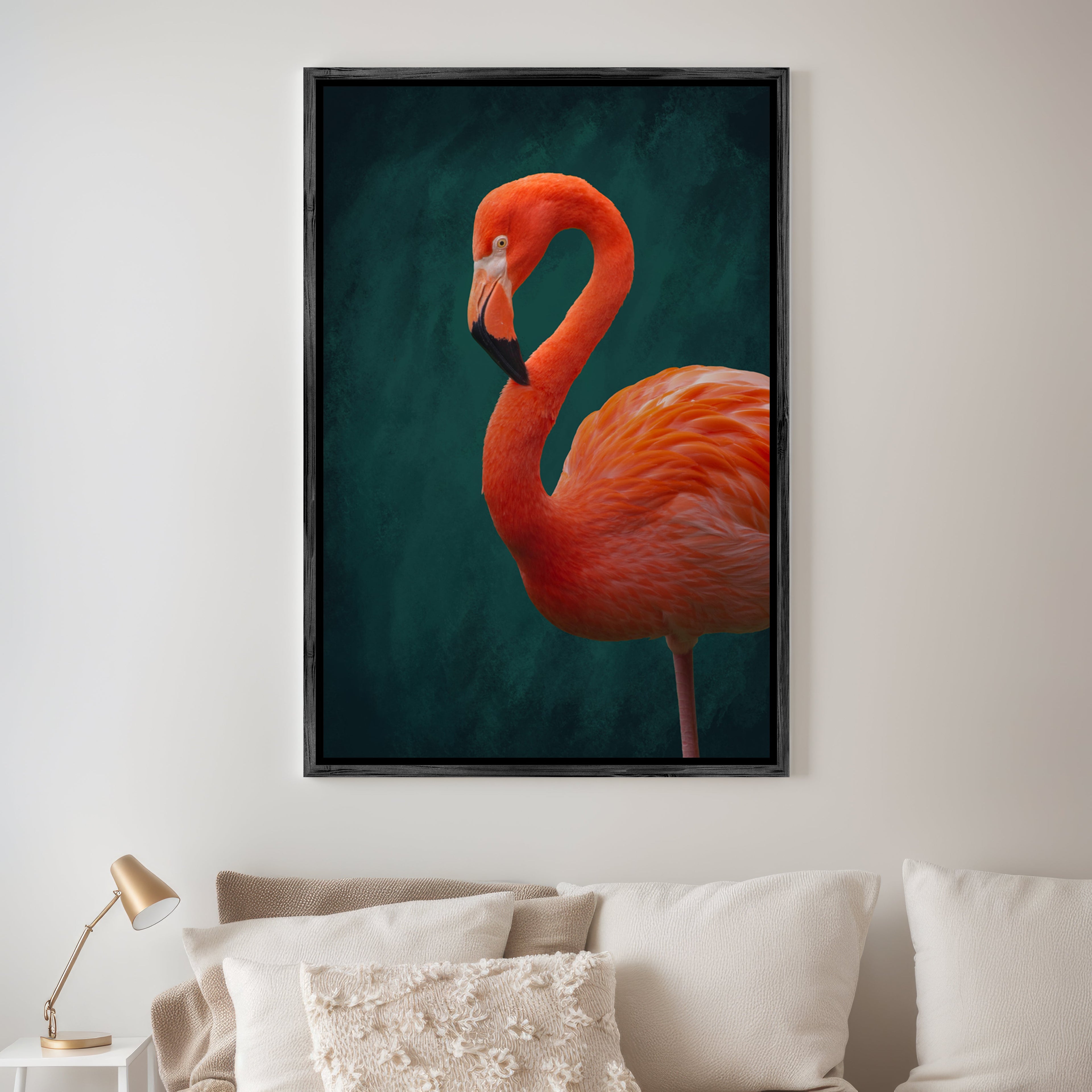 Flamingo Art Print · Pink Flamingo Poster · Large Wall Art · Botanical Print · Pink and Green Wall Art · Maximalist Decor