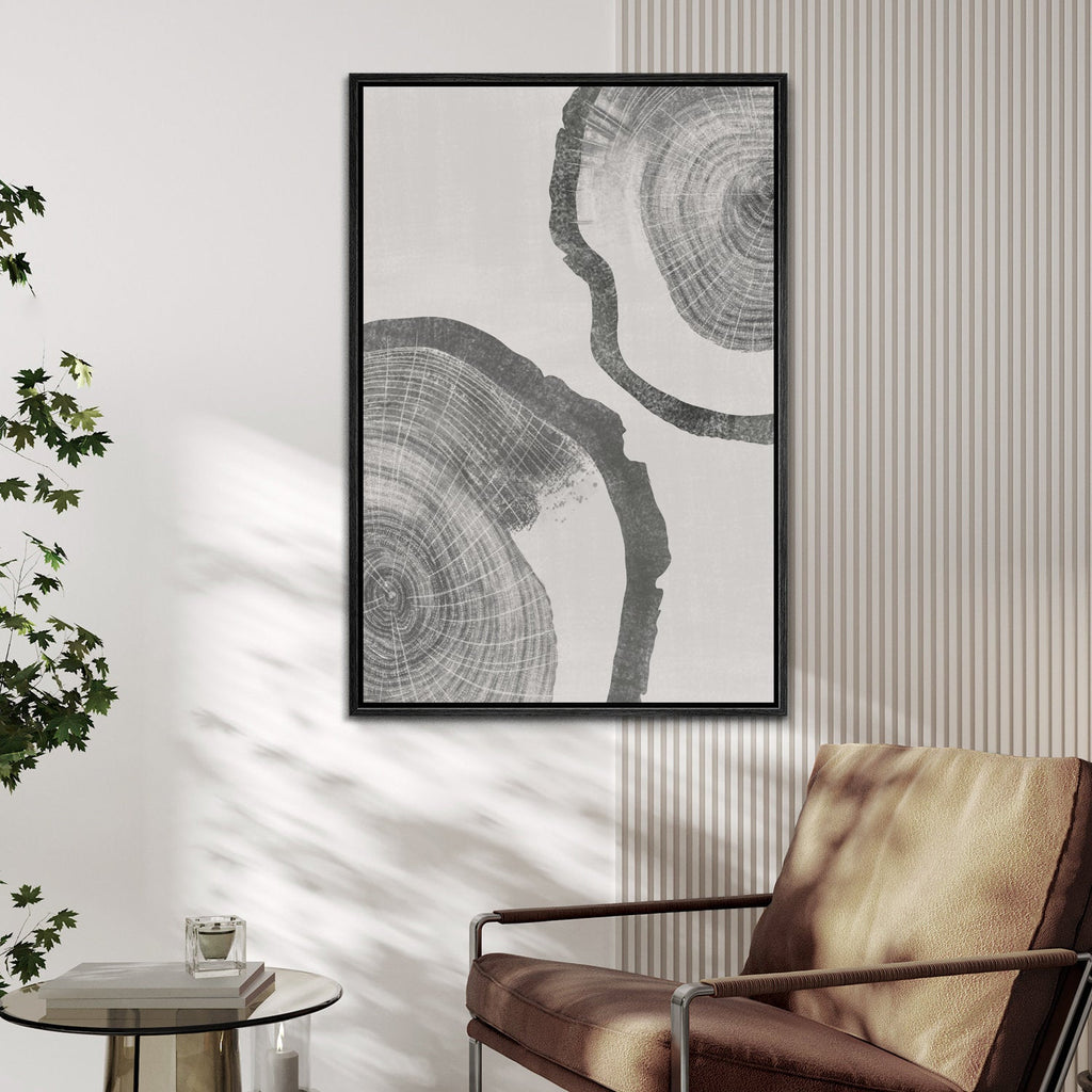 Framed Canvas Print Wall Art Set of 3 Pastel Grunge Wood Tree Rings Abstract Illustrations Minimalist Modern Art Boho Decor