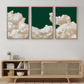 Framed Canvas Wall Art Set of 3 Pastel Cloud Navy Blue Sky Nature Landscape Prints Minimalist Modern Art Nature Wall Decor
