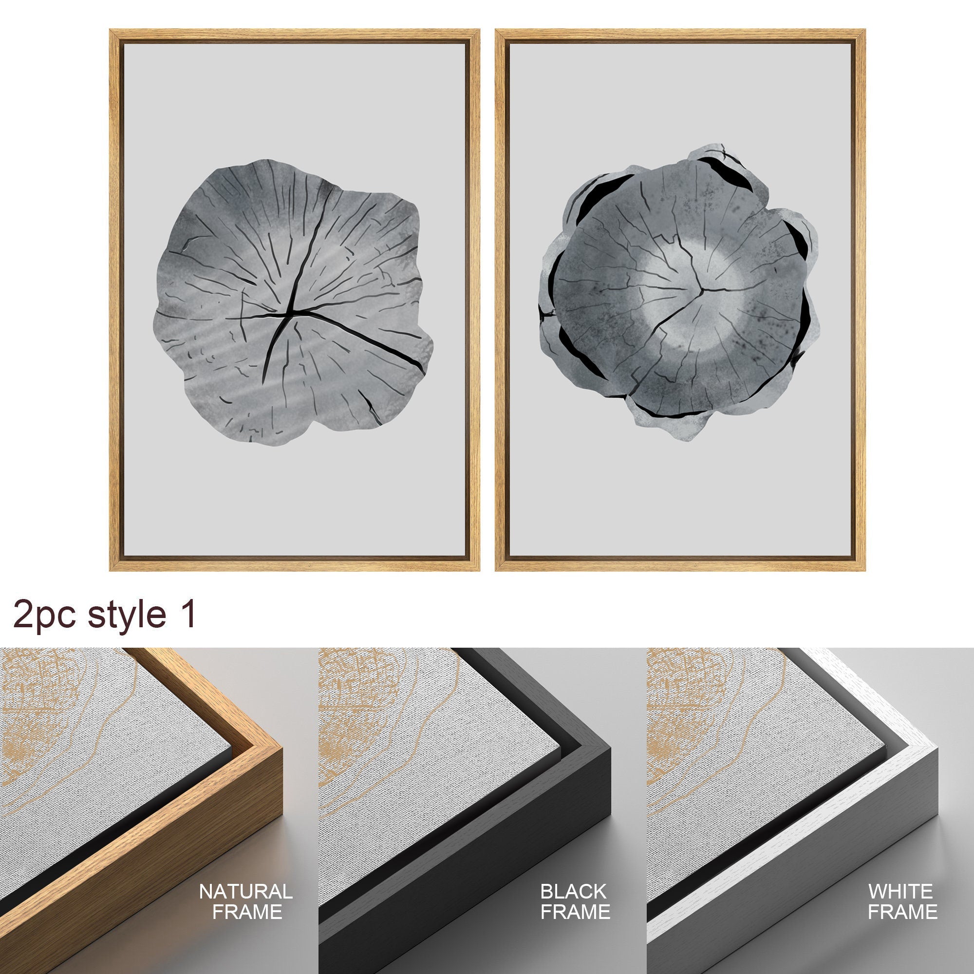 Framed Canvas Wall Art Set of 3 Wood Tree Rings Illustrations Prints Minimalist Modern Wall Art Neutral Decor