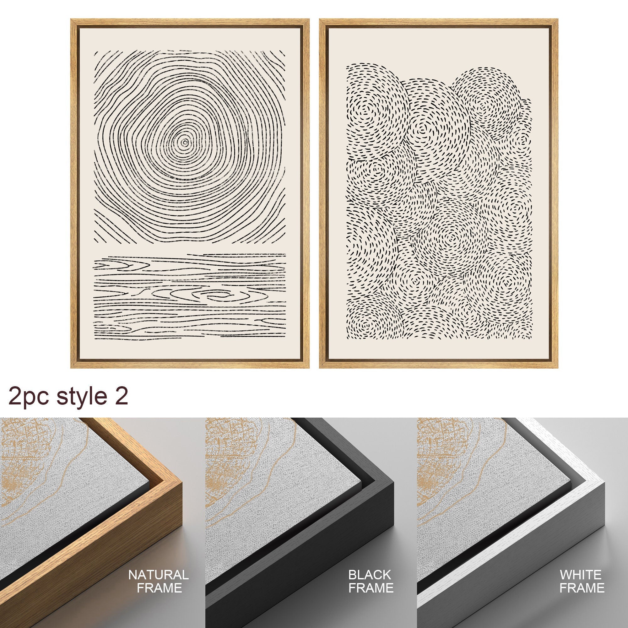 Framed Canvas Print Wall Art Set Geometric Pattern Abstract Illustration Modern Art Neutral Minimalist Decor