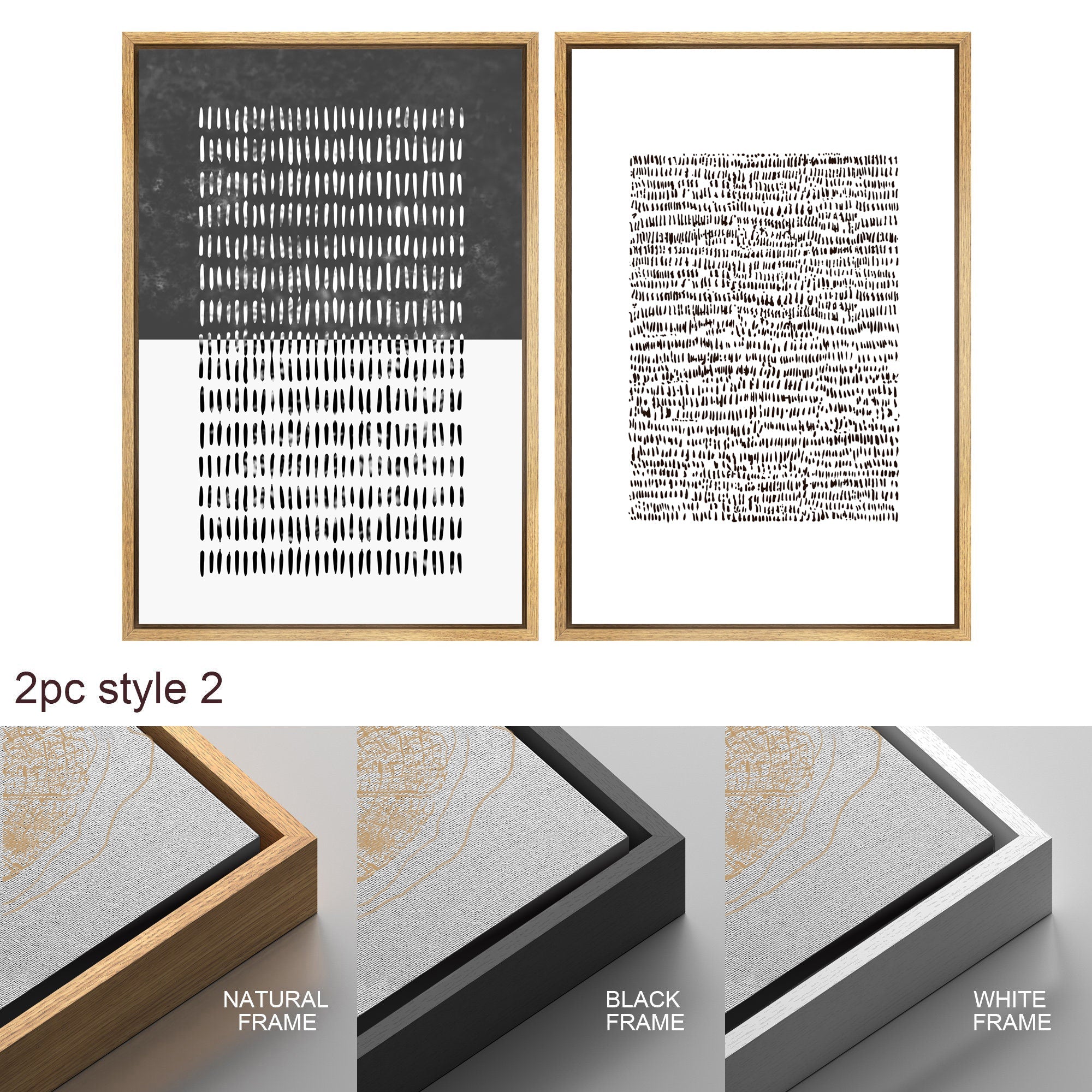 Framed Canvas Print Wall Art Set of 3 Geometric Pattern Abstract Illustrations Modern Art Minimalist Decor