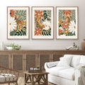Framed Canvas Wall Art Set of 3 Cheetah Cats Animal Floral Botanical Prints Minimalist Modern Art Boho Decor Preppy Room Decor