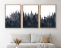 Framed Canvas Wall Art Set of 3 Misty Forest Mountain Landscape Print Modern Art Nature Wall Decor