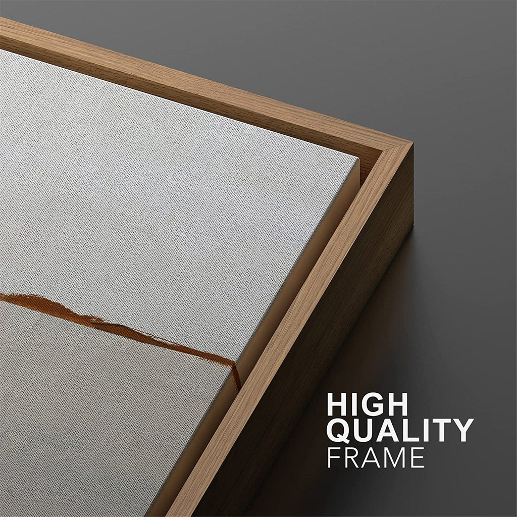 Framed Canvas Print Wall Art Set of 2 Brown Pastel Abstract Landscape Illustration Modern Art Minimalist Decor