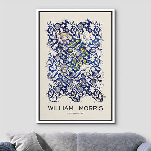 Framed Canvas Print Wall Art Blue Floral Tapestry by William Morris Fine Art Modern Farmhouse Vintage Decor