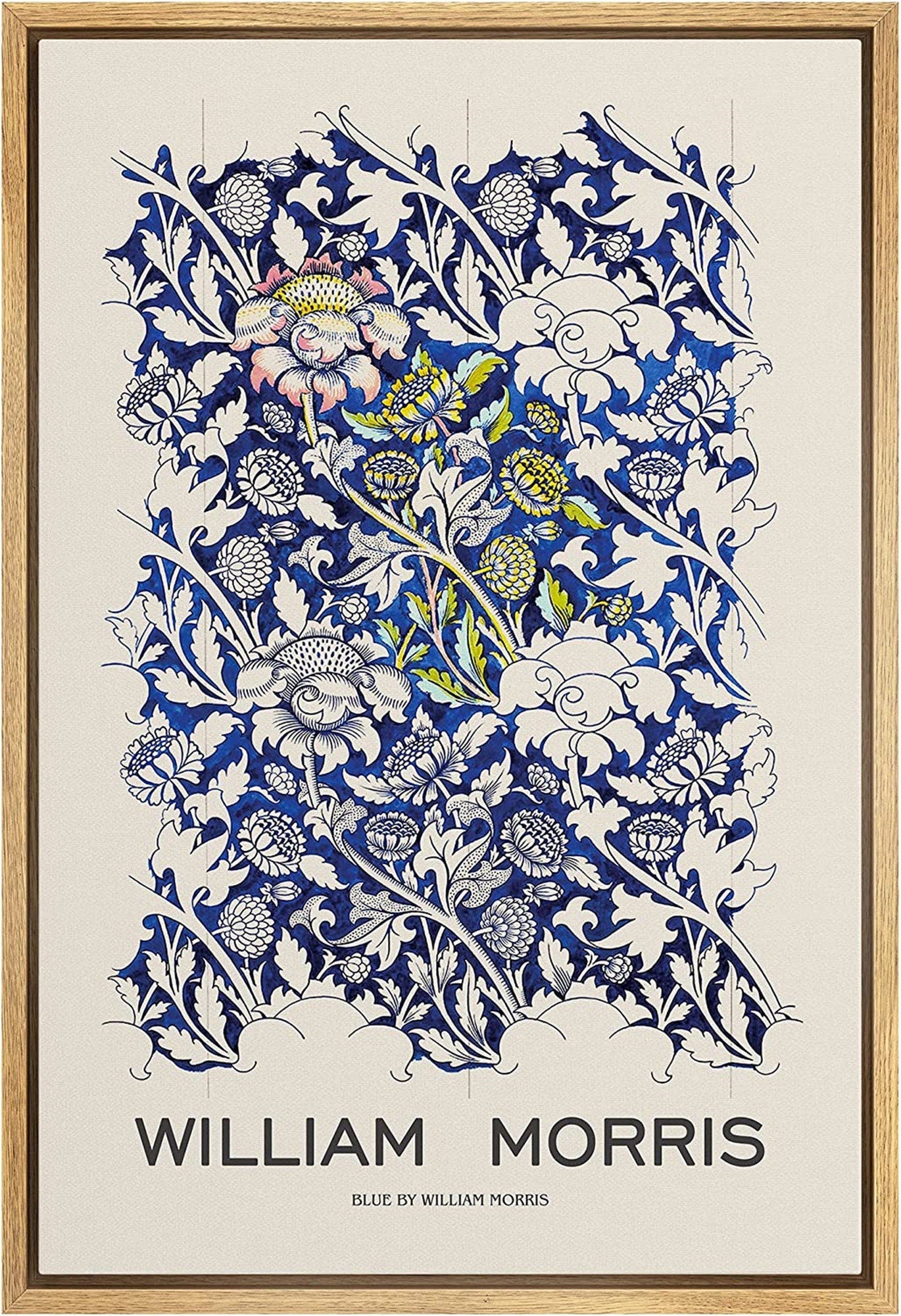 Framed Canvas Print Wall Art Blue Floral Tapestry by William Morris Fine Art Modern Farmhouse Vintage Decor