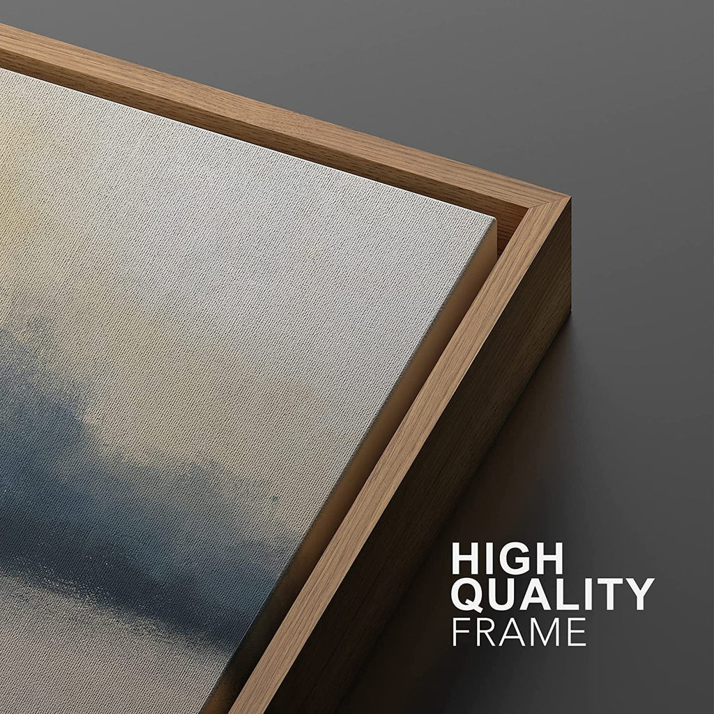 Framed Canvas Print Wall Art Set of 2 Pastel Gray Tan Abstract Landscape Modern Art Neutral Minimalist Decor
