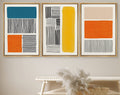 Framed Canvas Print Wall Art Set Color Blocks Abstract Shapes Illustrations Mid Century Modern Wall Art Boho Decor