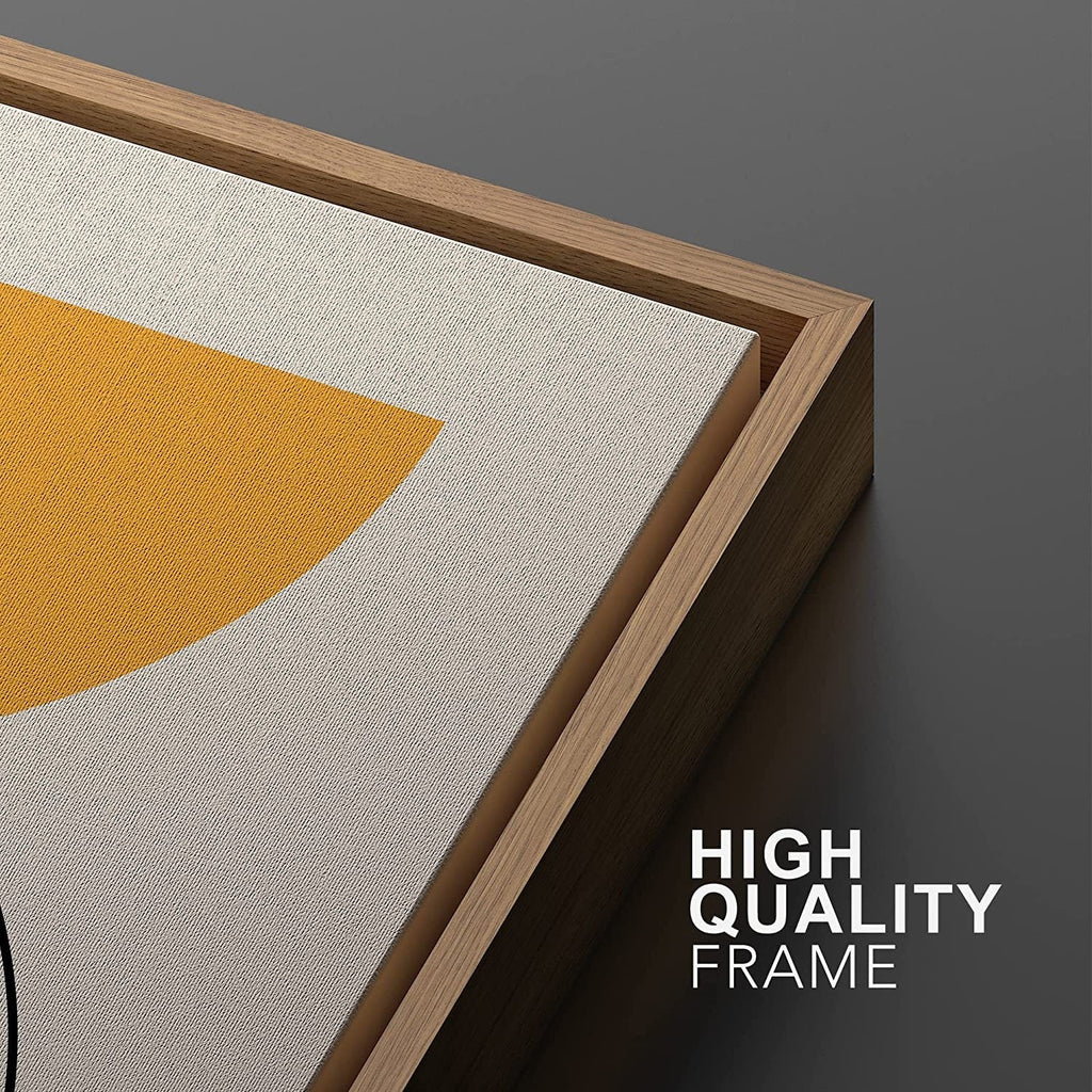 Framed Canvas Print Wall Art Set of 2 Bauhaus Abstract Shapes Illustrations Mid Century Modern Wall Art Minimalist Decor