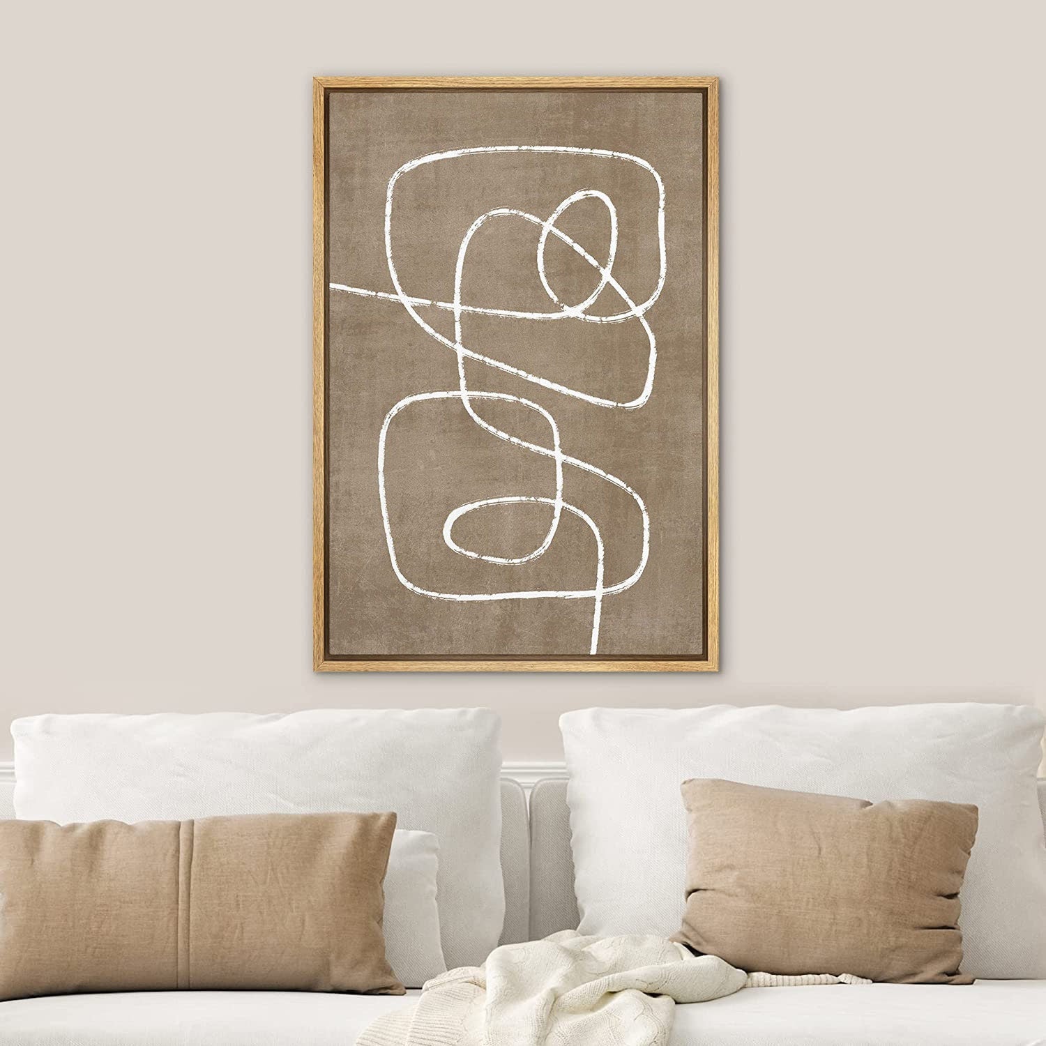 Framed Canvas Print Wall Art Set of 2 Spiral Collage Abstract Line Illustrations Mid Century Modern Art Minimalist Boho Decor