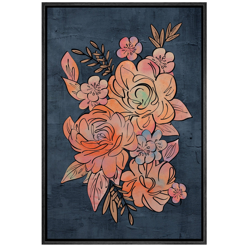 Framed Canvas Print Wall Art Abstract Floral Botanical Illustration Modern Boho Art Minimalist Decor
